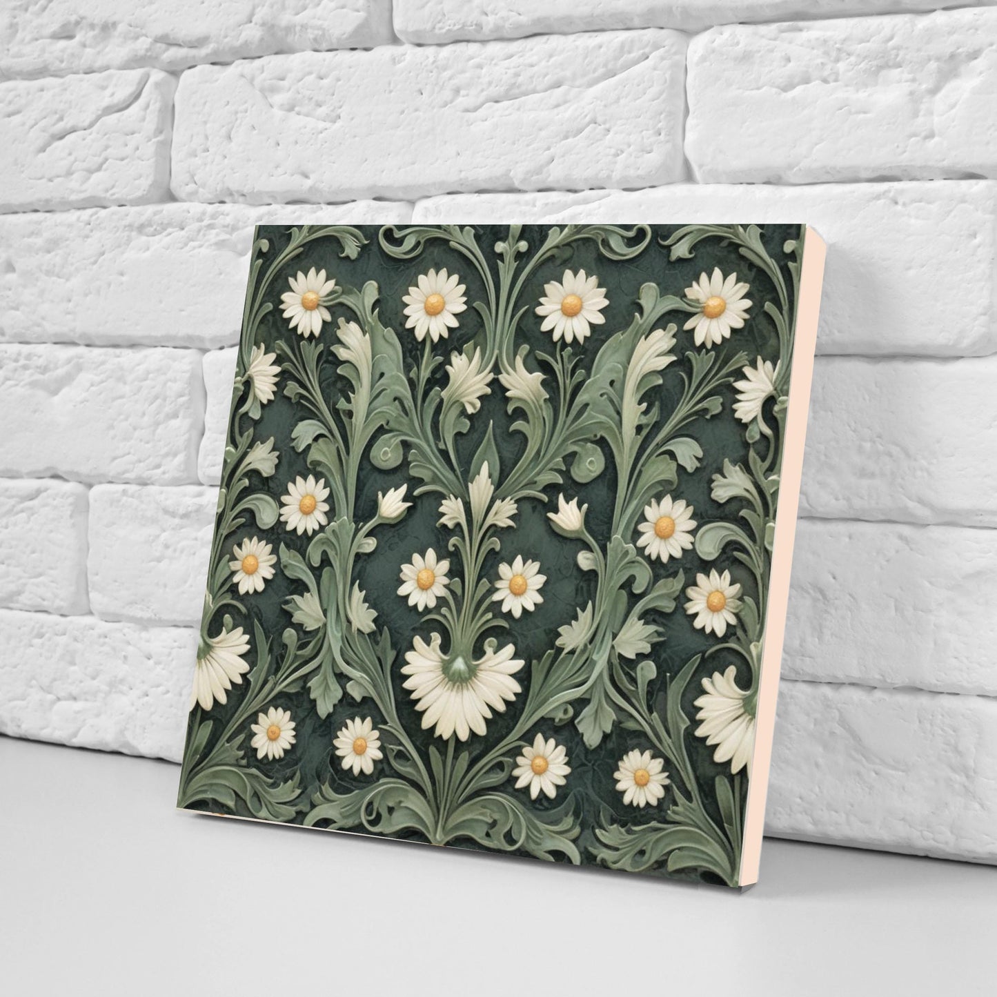 Daisy Tile for Backsplash, Flower Design Wall Art -Set of 2 Flowers Daisies Wall Decor Tiles, Kitchen Backsplash, Bathroom, Sink Splashback