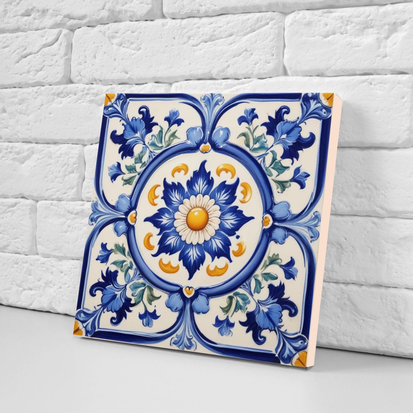 Italian Majolica Tiles - Set of 2 Sicilian Wall Decor Tiles - Kitchen Backsplash Tiles, Mediterranean Tiles Blue, Bathroom, Shower, Sink