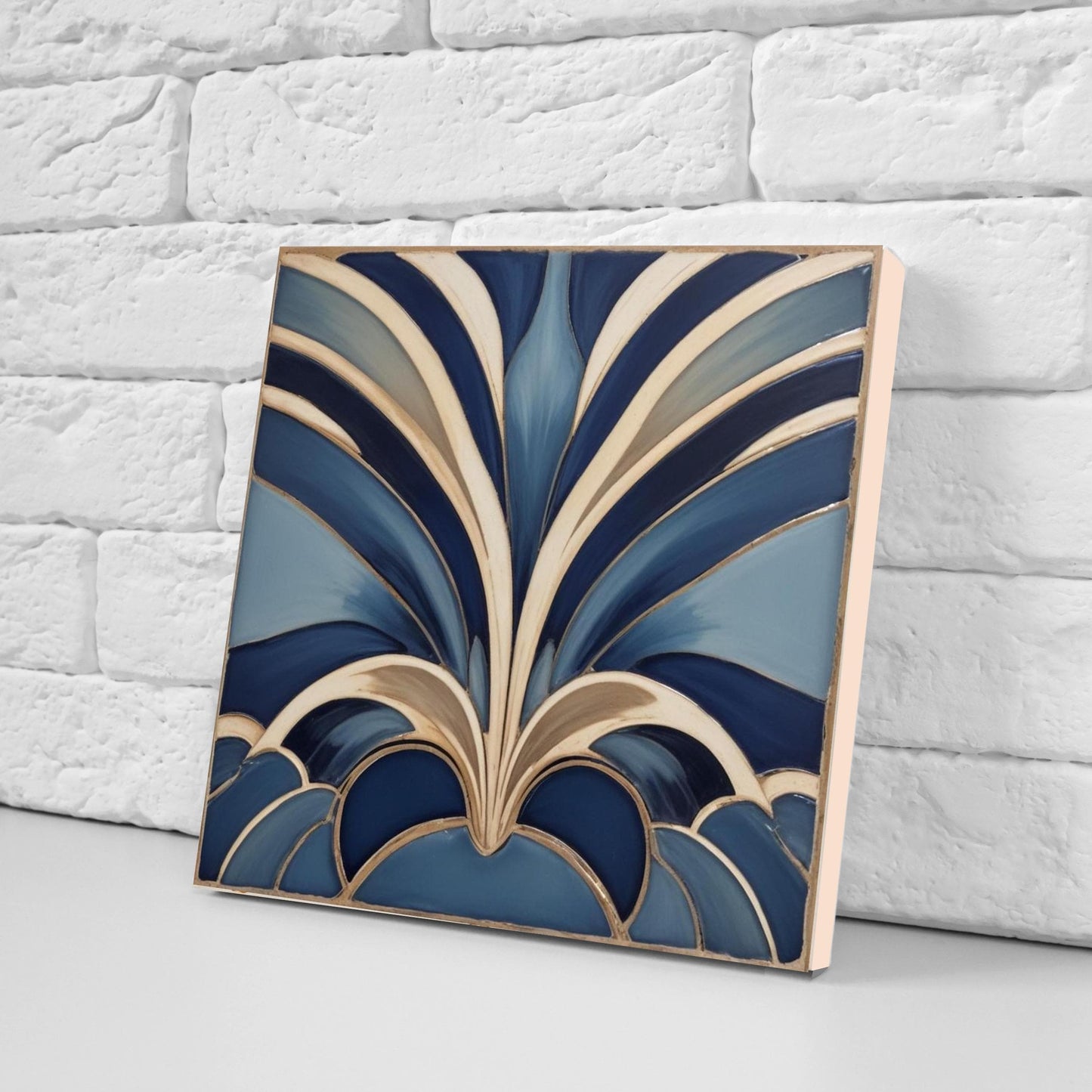 Art Deco Tile Backsplash - Set of 2 Art Deco Wall Decor Geometric Tiles - Kitchen, Bathroom, Sink Splashback,Shower Wall Art,Fireplace Tiles