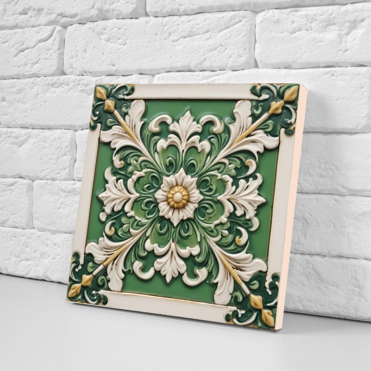 Italian Majolica Tiles Floral -Set of 2 Sicilian Wall Decor Tiles -Kitchen Backsplash Tiles, Table Decorative Tiles, Bathroom Tiles, Coaster