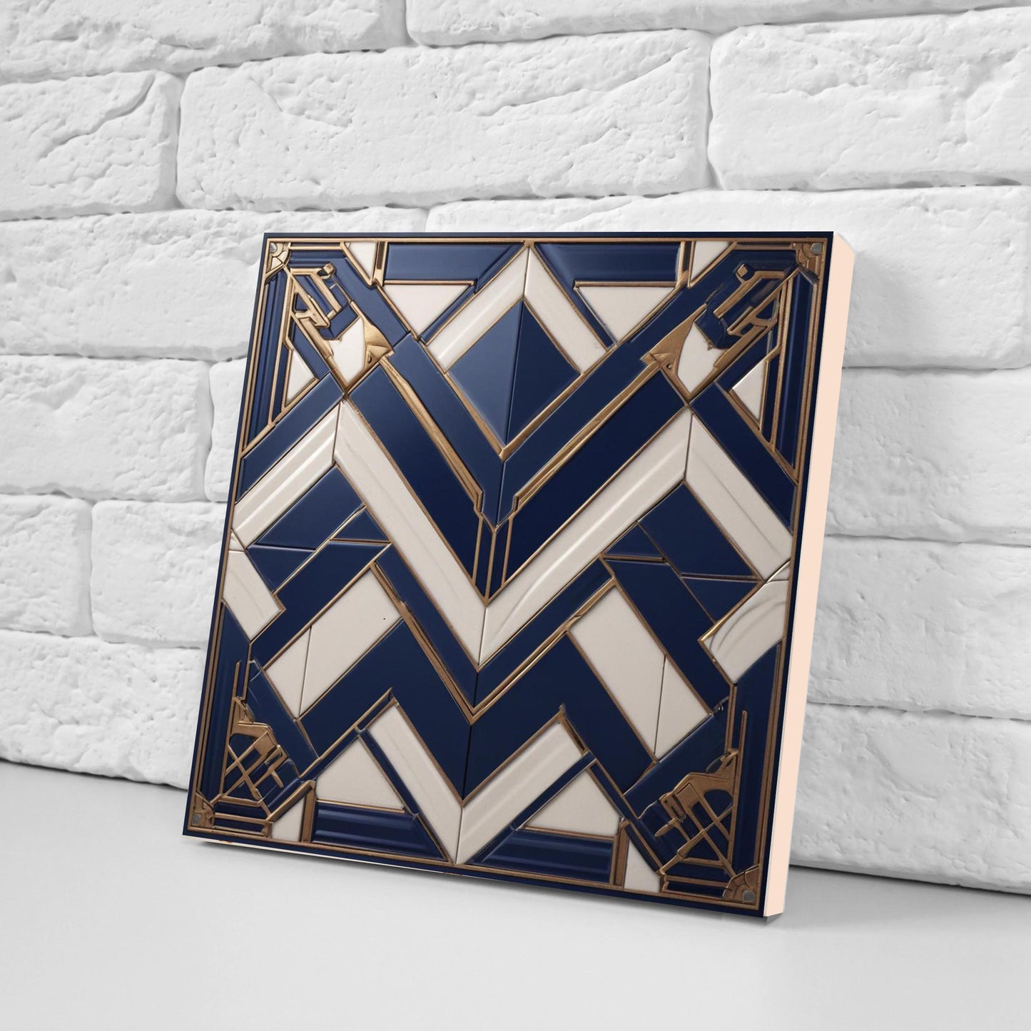 Art Deco Ceramic tiles - Set of 2 Art Deco Wall Decor Geometric Tiles - Kitchen Backsplash Tiles, Table Decorative Tiles, Bathroom Tiles