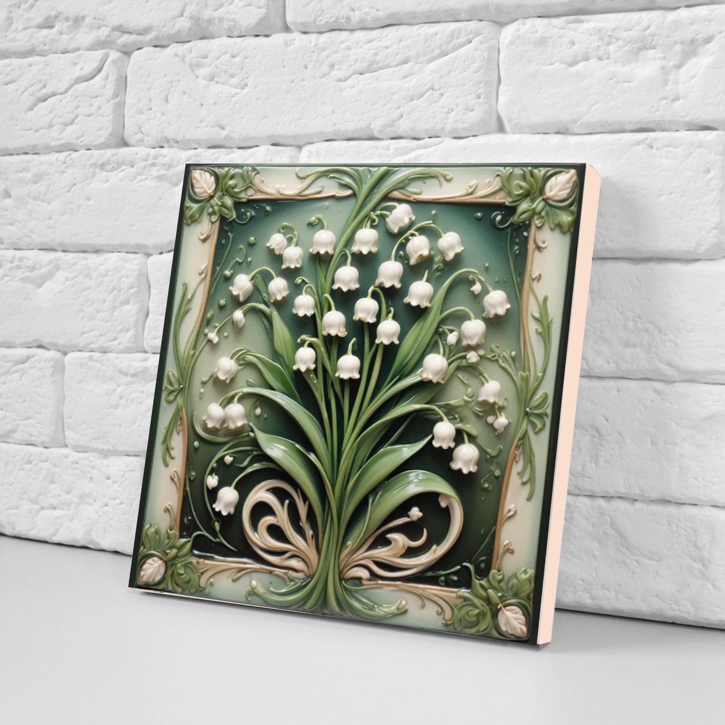 Art Nouveau Flower Ceramic Tiles - Set of 2 Art Nouveau Wall Decor Tiles - Kitchen Backsplash Tiles, Table Decorative Tiles, Bathroom Tiles