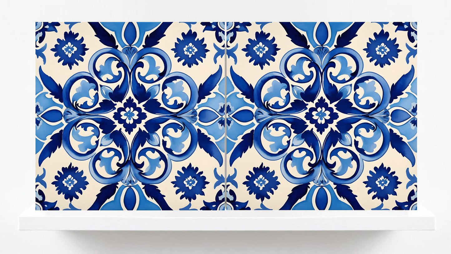 Italian Majolica Tiles - Set of 2 Sicilian Wall Decor Tiles - Kitchen Backsplash Tiles, Table Decorative Tiles, Bathroom Tiles, Coaster