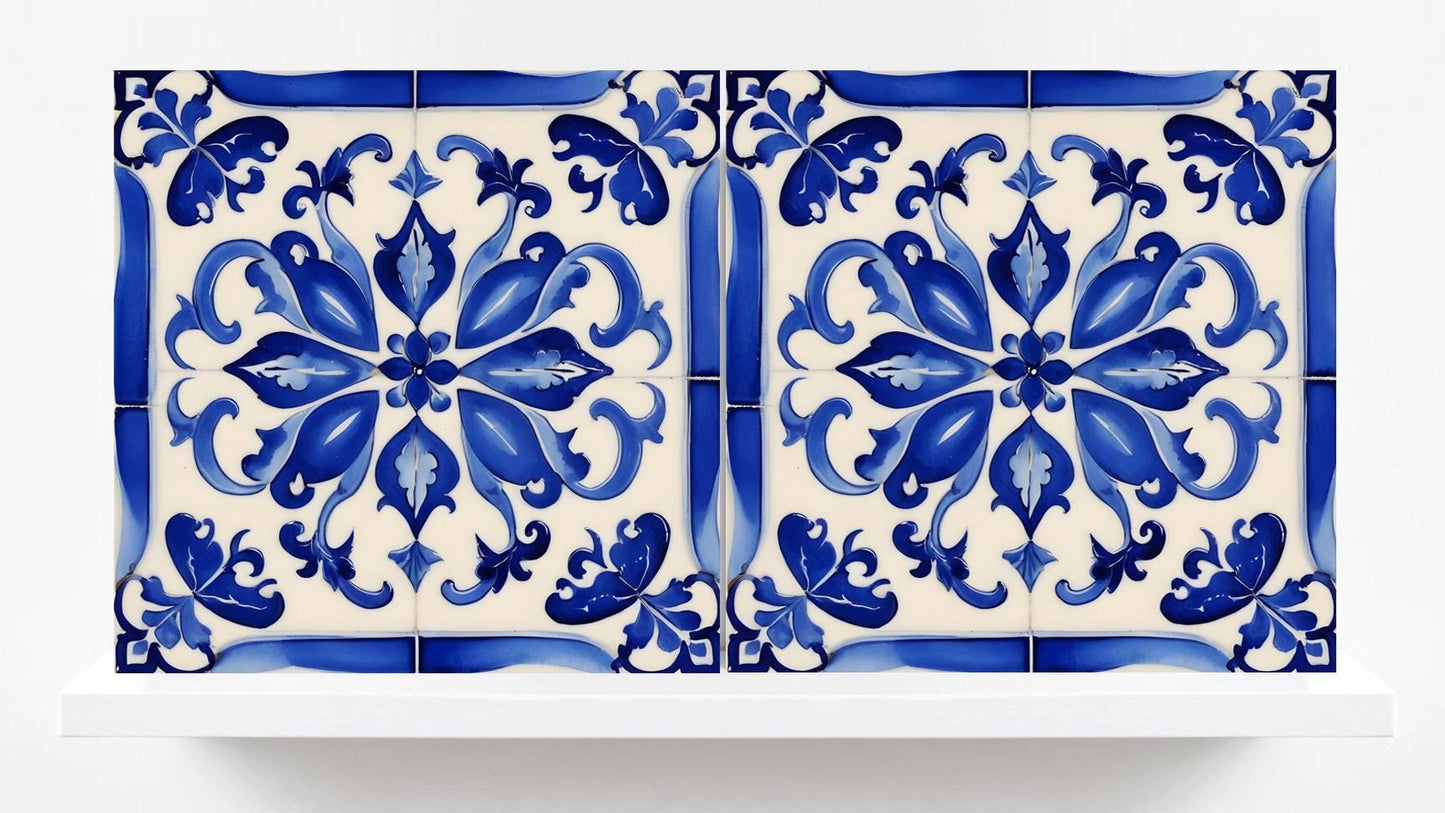 Italian Majolica Tiles - Set of 2 Sicilian Wall Decor Tiles - Kitchen Backsplash Tiles, Table Decorative Tiles, Bathroom Tiles, Coaster