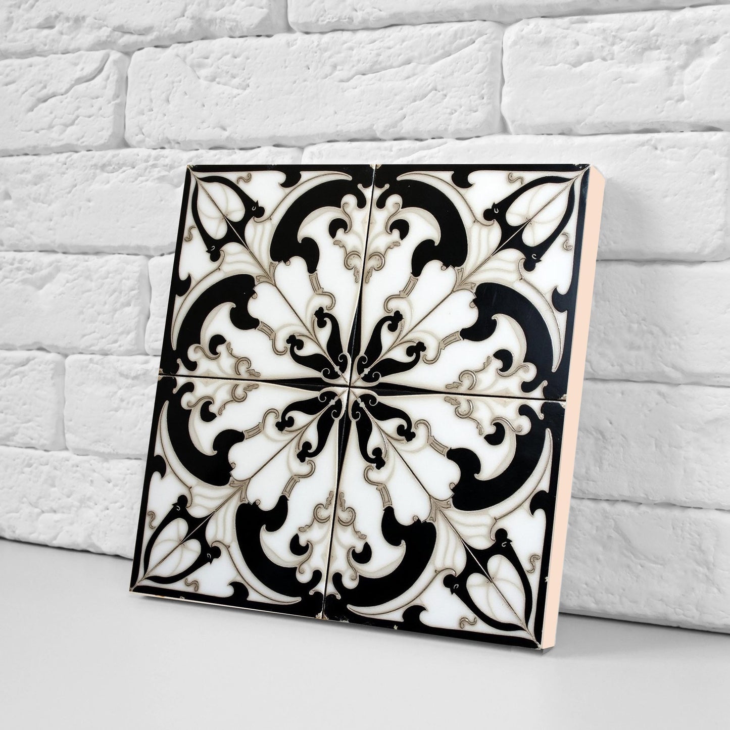 Art Deco Ceramic tiles - Set of 2 Art Deco Wall Decor Geometric Tiles - Kitchen Backsplash, Shower,Bathroom Wall, Fireplace, Sink Splashback