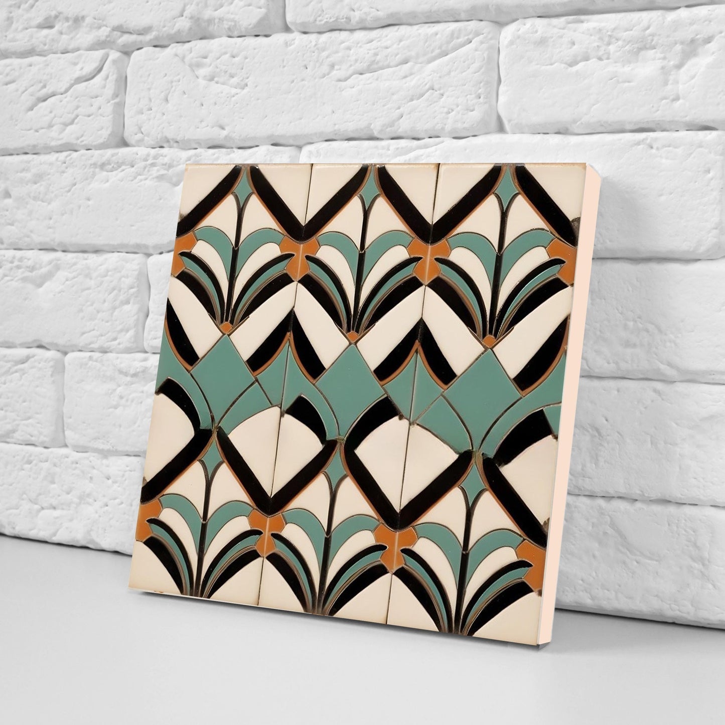 Art Deco Ceramic tiles - Set of 2 Art Deco Wall Decor Geometric Tiles - Kitchen Backsplash, Bathroom, Shower Wall,Sink Splashback, Fireplace