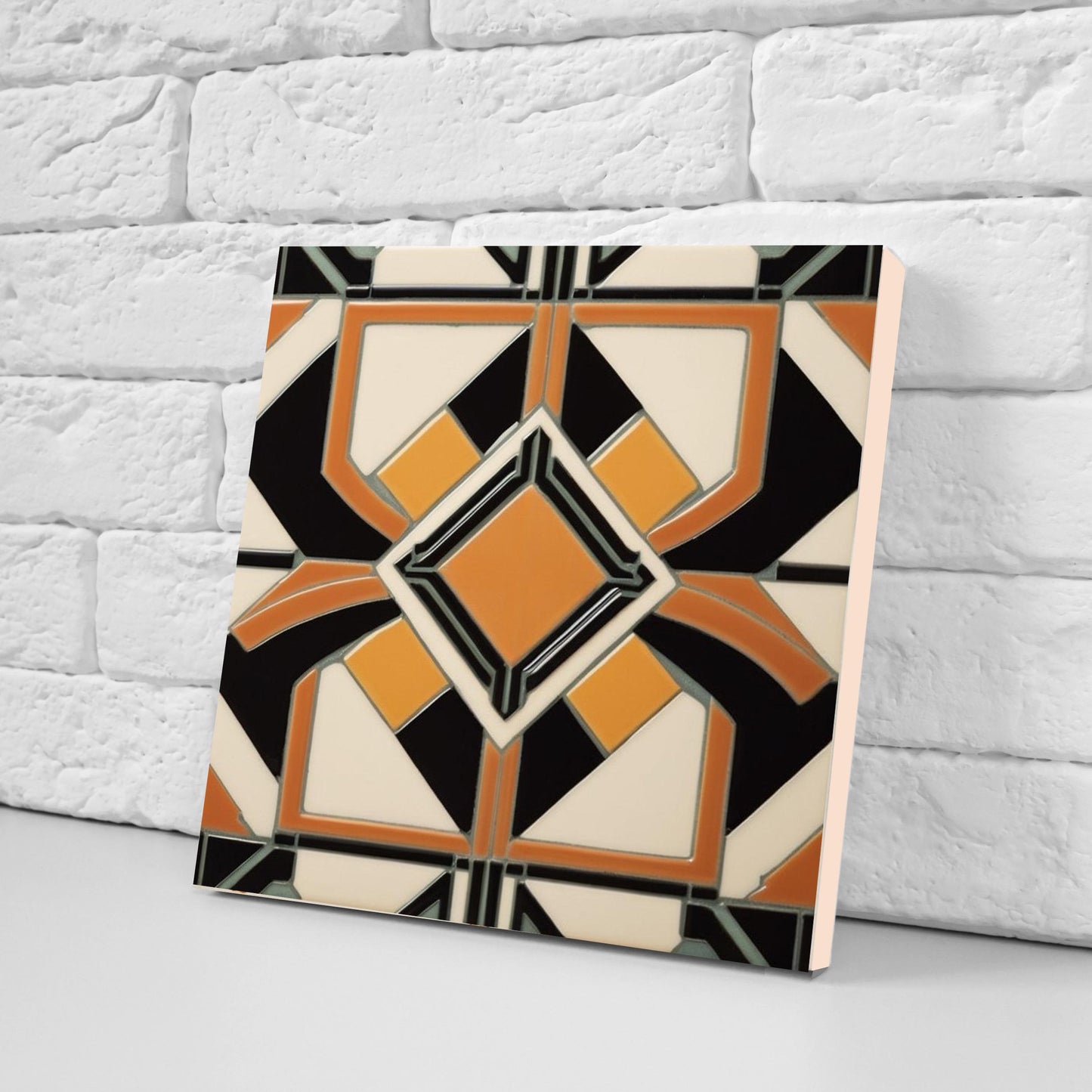 Art Deco Ceramic tiles - Set of 2 Art Deco Wall Decor Geometric Tiles - Kitchen Backsplash, Shower,Bathroom Wall, Fireplace, Sink Splashback
