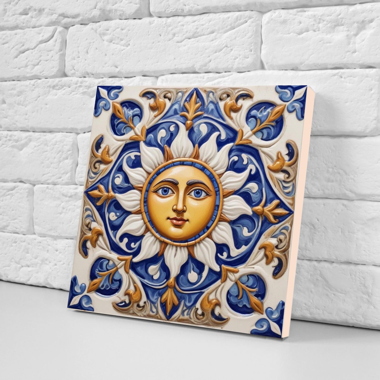 Sicilian Sun Ceramic tiles - Set of 2 Sicilian Wall Decor Tiles - Kitchen Backsplash, Bathroom ,Shower Wall, Italian Tiles,Sink Splashback