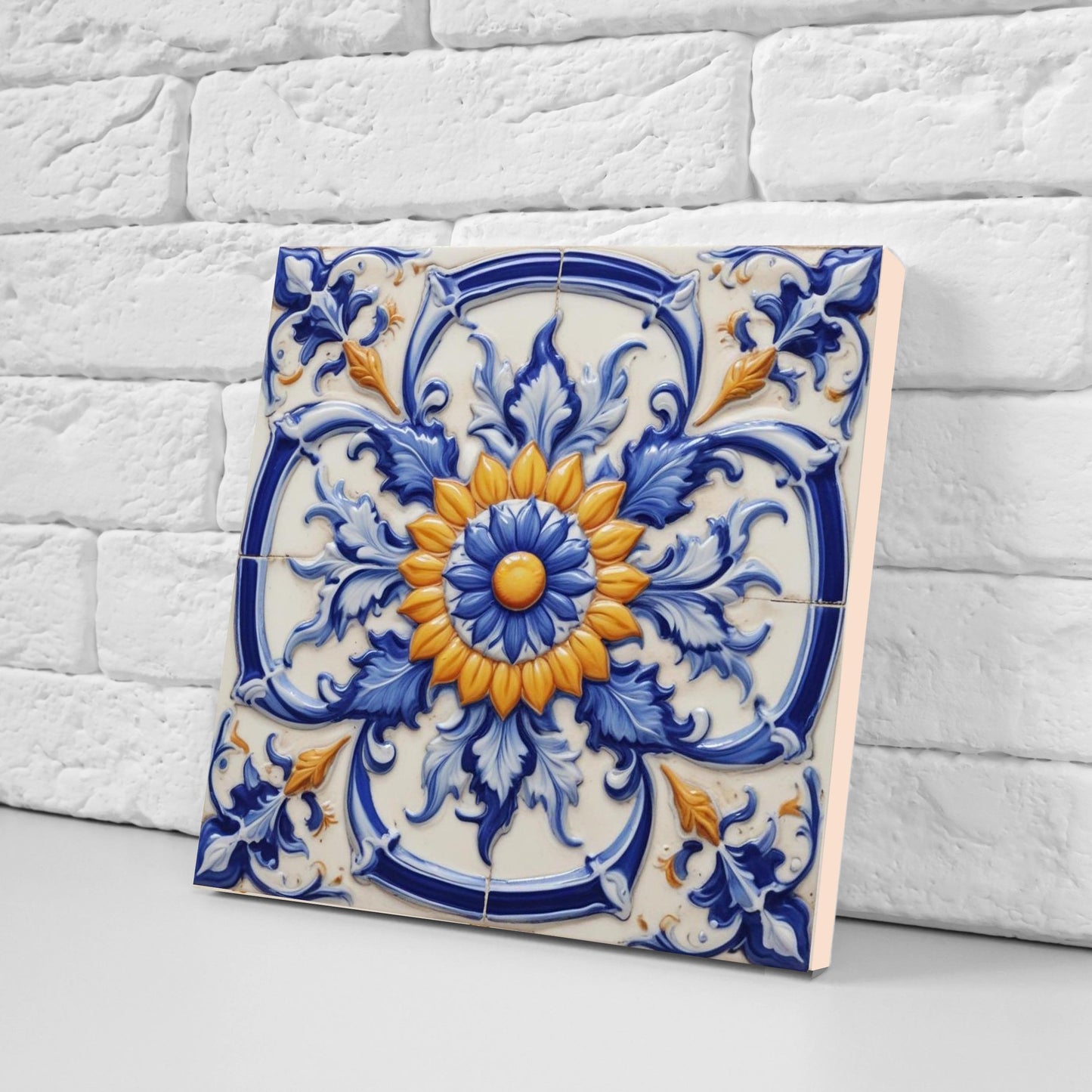 Italian Majolica Tiles - Set of 2 Sicilian Wall Decor Tiles - Kitchen Backsplash Tiles, Table Decorative Tiles, Bathroom Tiles, Coaster