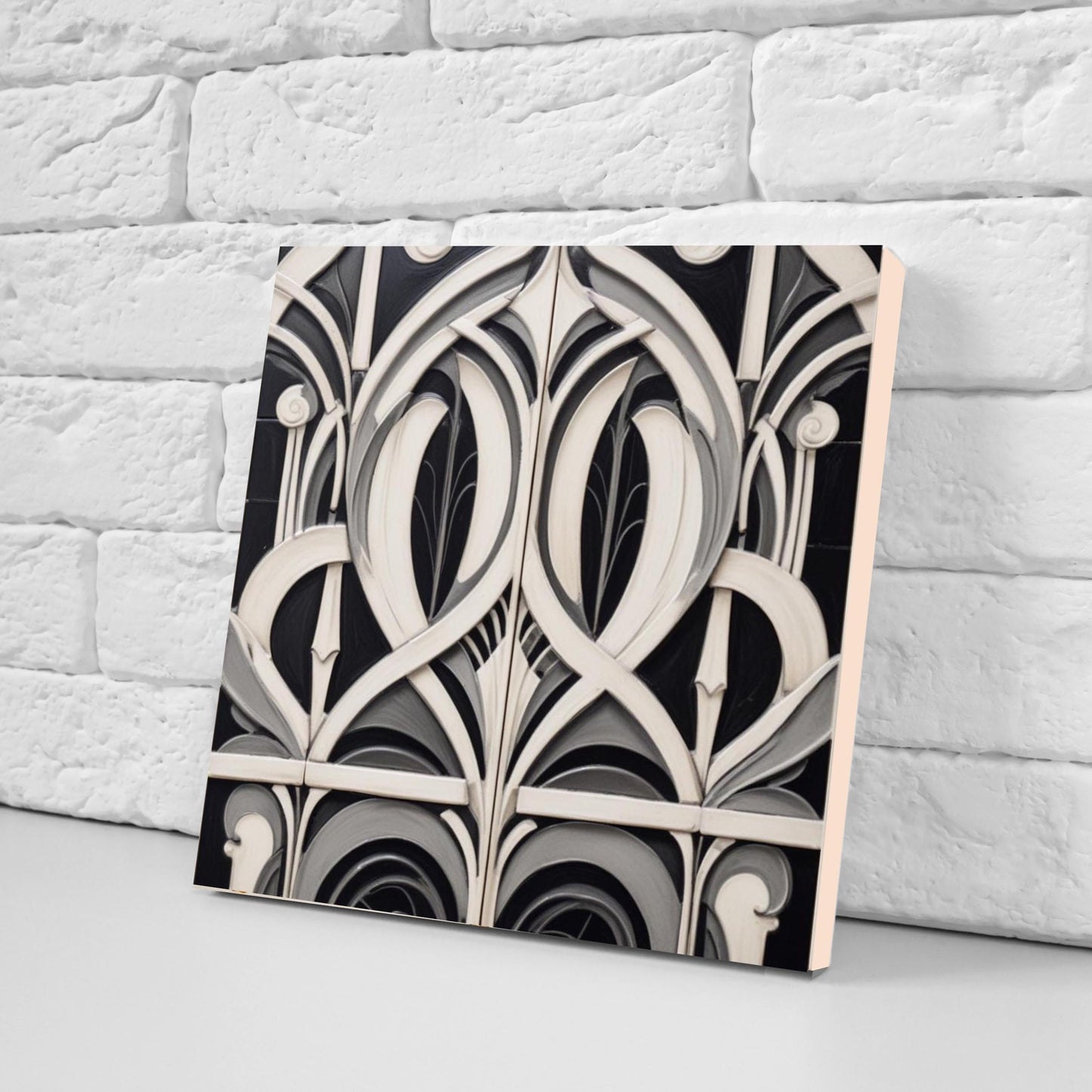 Art Deco Ceramic tiles - Set of 2 Art Deco Wall Decor Geometric Tiles - Kitchen Backsplash, Shower,Bathroom Wall, Fireplace, Sink Splashback