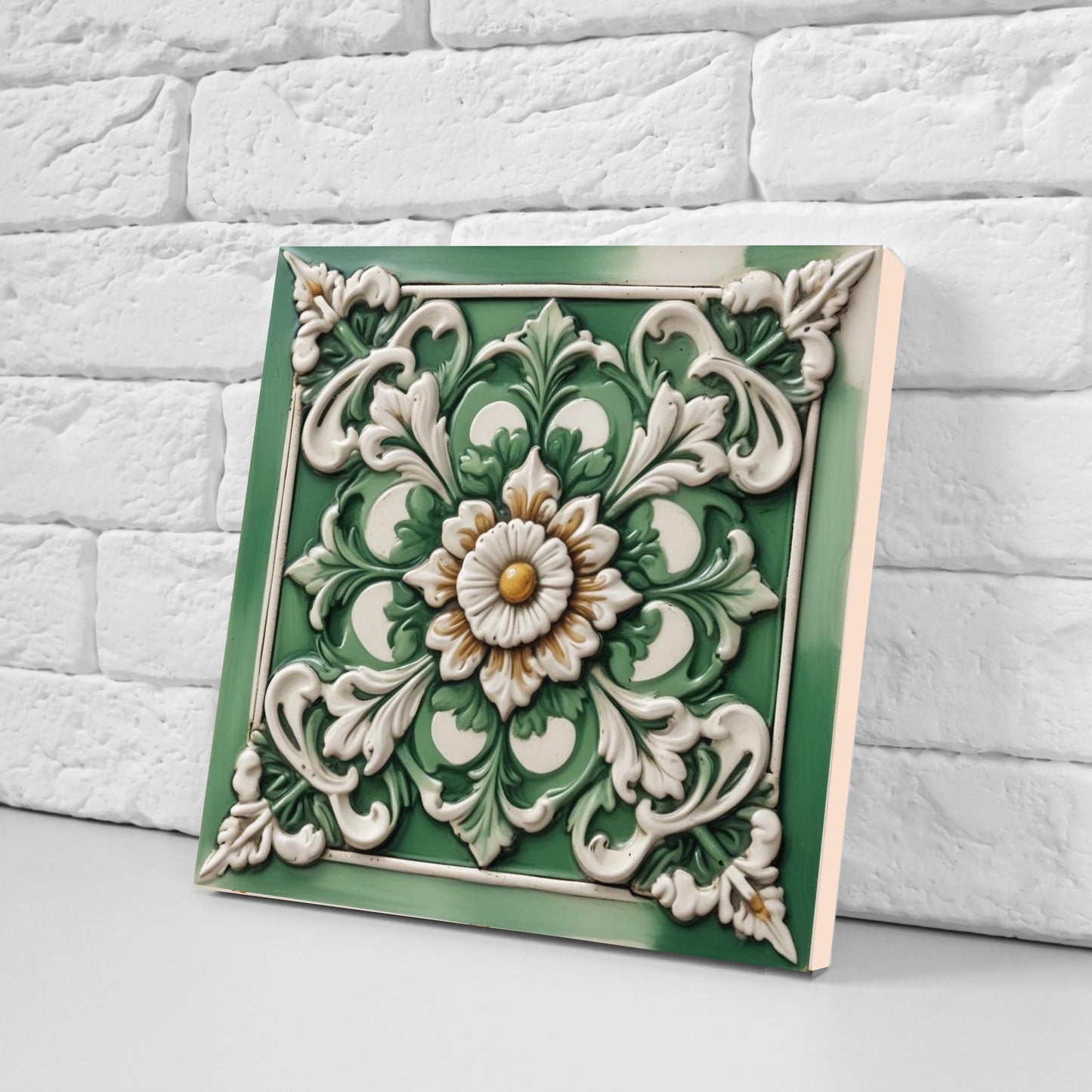 Italian Majolica Tiles Floral -Set of 2 Sicilian Wall Decor Tiles -Kitchen Backsplash Tiles, Table Decorative Tiles, Bathroom Tiles, Coaster