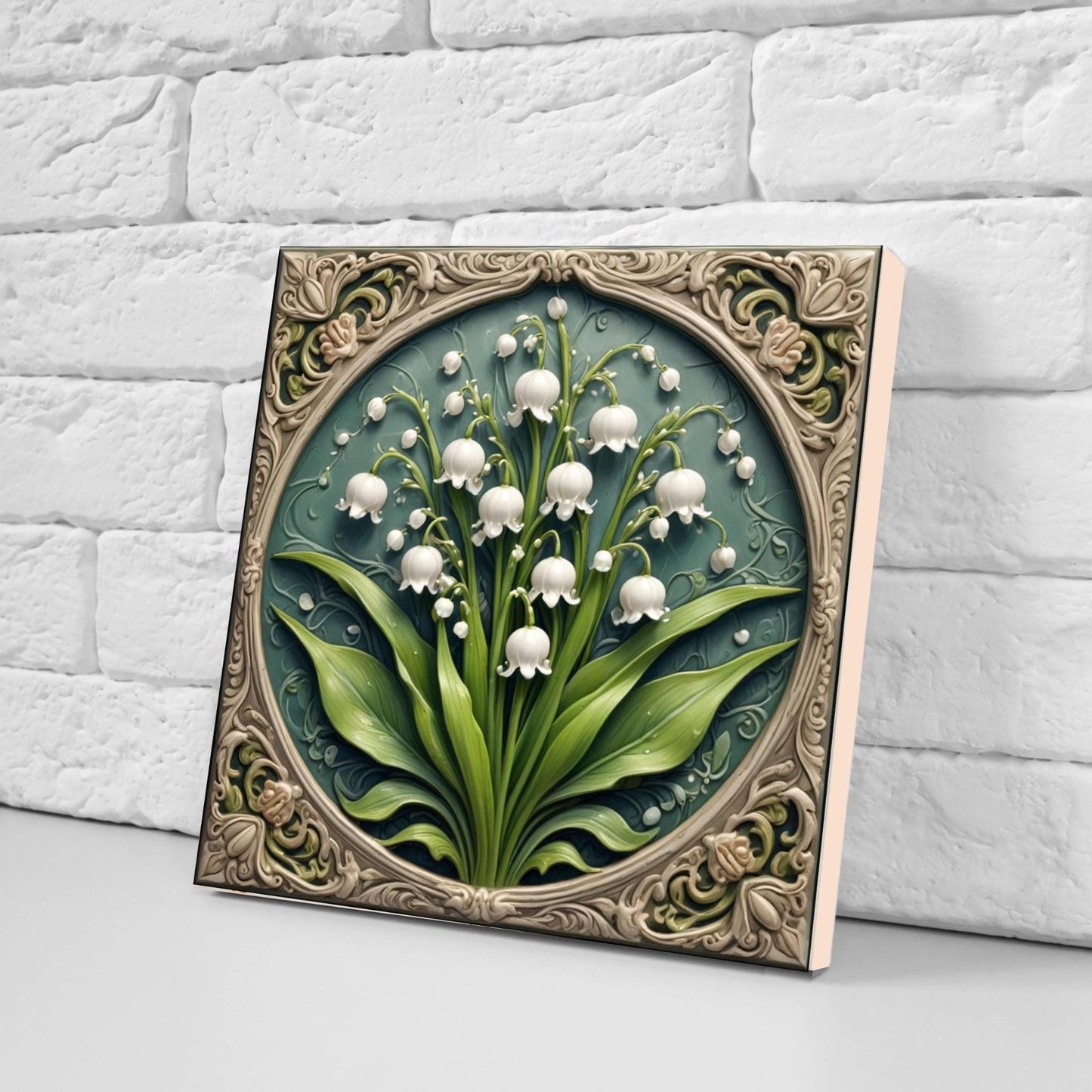 Lily of the Valley Tile -Art Nouveau Flower Ceramic Tiles -Set of 2 Art Nouveau Wall Decor Print - Kitchen Backsplash, Shower,Bathroom Tiles