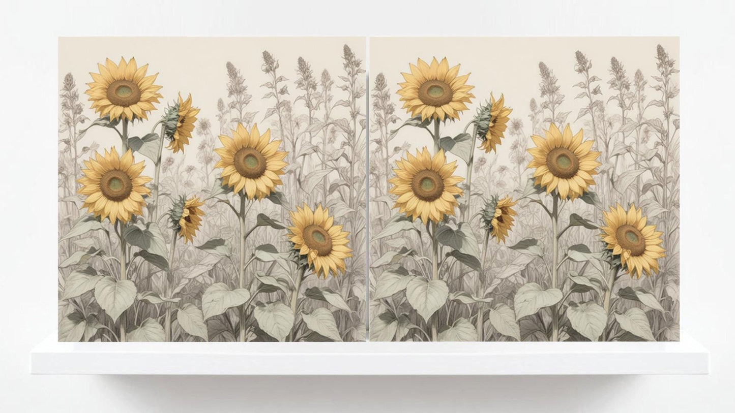 Sunflower Tiles for Kitchen - Set of 2 Floral Wall Decor Flower Tile - Kitchen Backsplash, Bathroom,Shower Wall,Sink Splashback,Fireplace