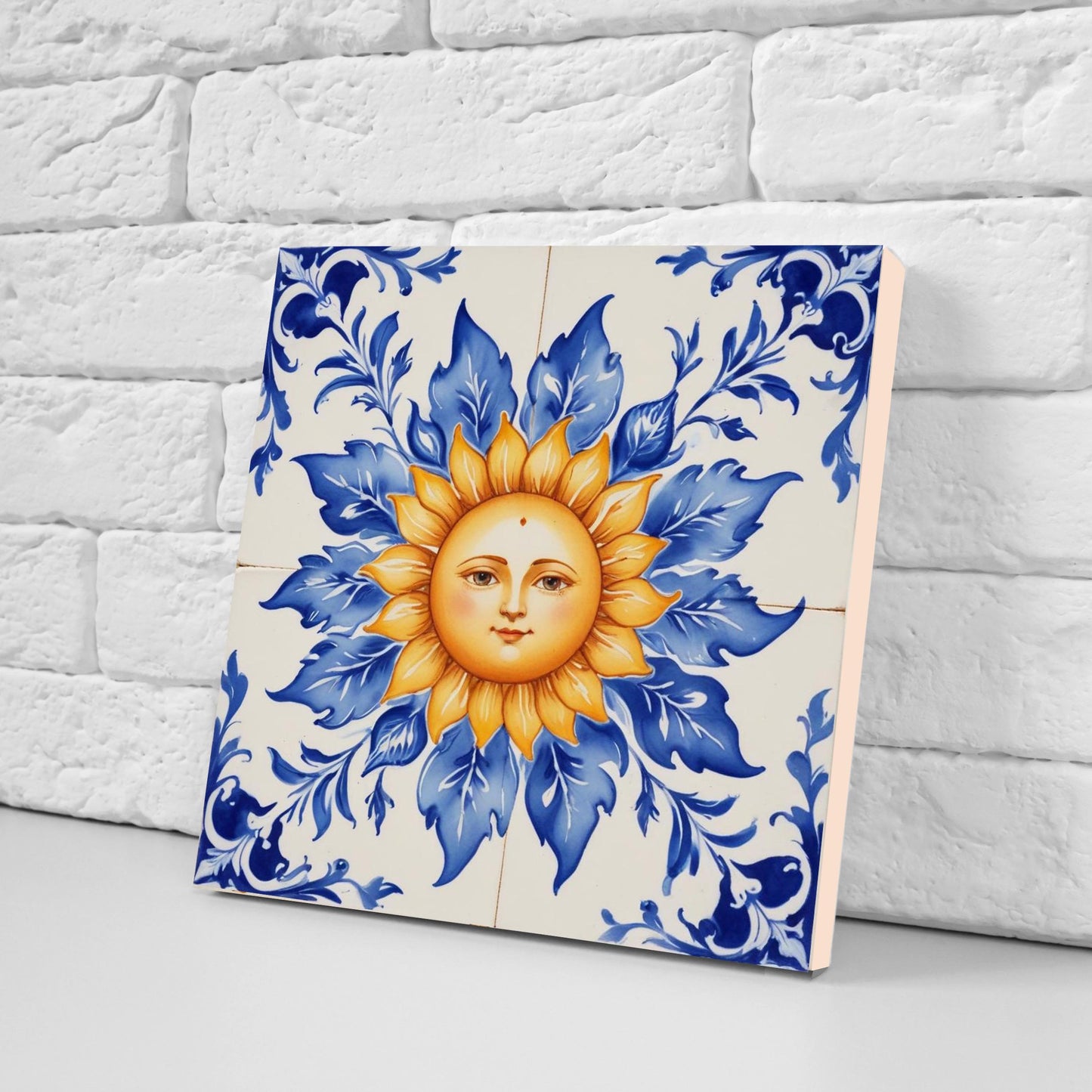 Sicilian Sun Ceramic tiles - Set of 2 Italian Wall Decor Mediterranean Tiles- Kitchen Backsplash,Bathroom ,Shower , Italian,Sink Splashback