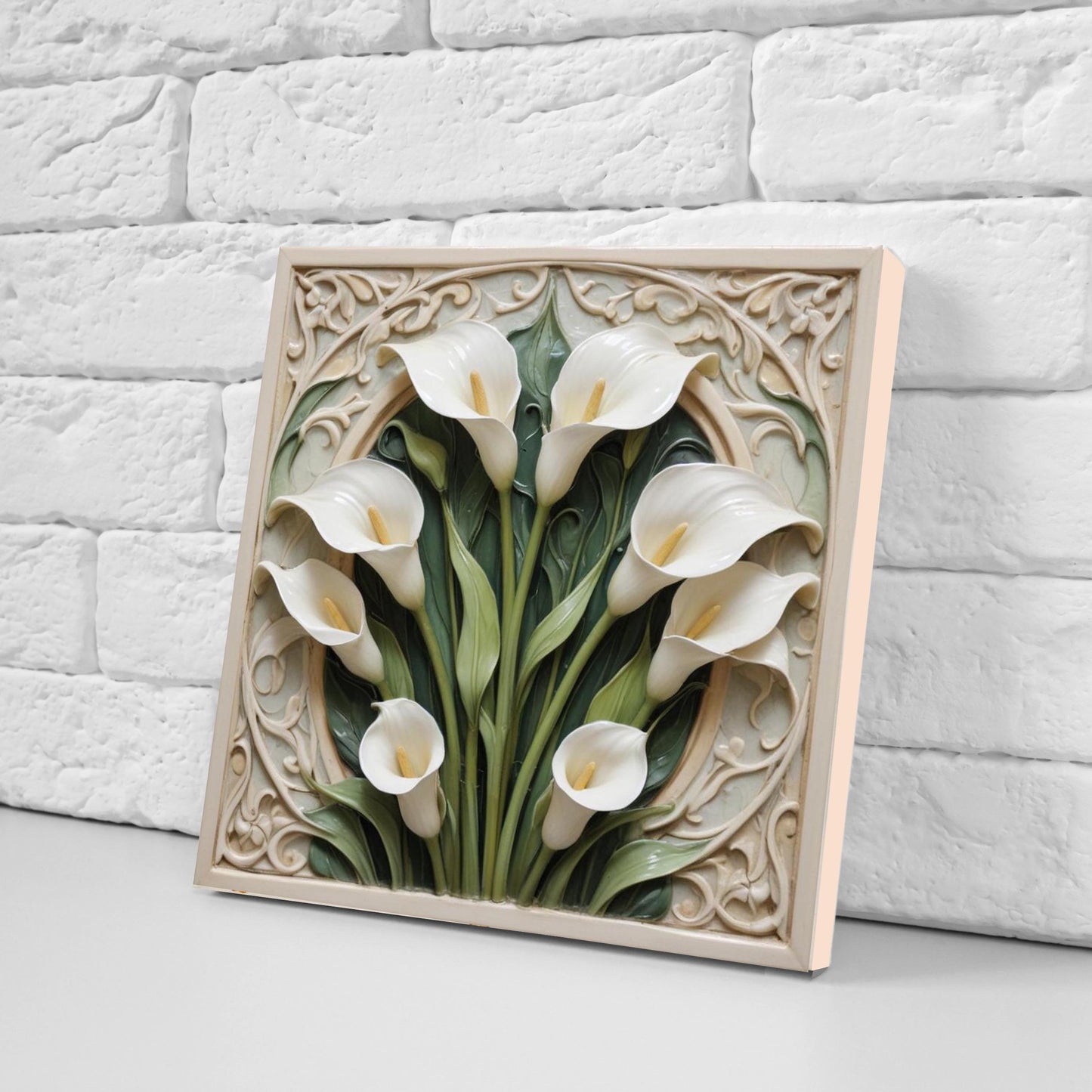 Calla Lily Tile Art Nouveau Tiles - Set of 2 - Flower Botanical Art Flat Print Ceramic Tiles -Kitchen Backsplash, Bathroom,Sink Splashback