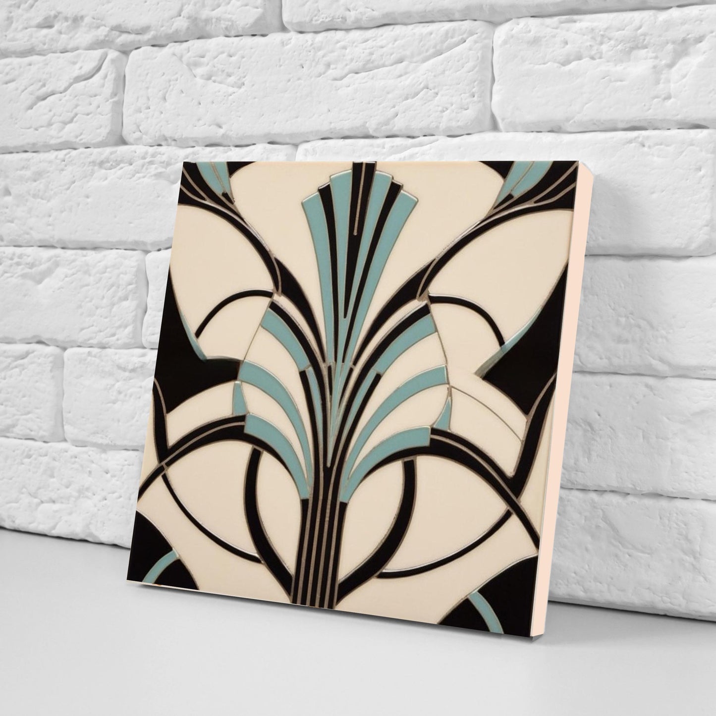 Art Deco Ceramic tiles - Set of 2 Art Deco Wall Decor Geometric Tiles - Kitchen Backsplash, Bathroom, Shower Wall,Sink Splashback, Fireplace