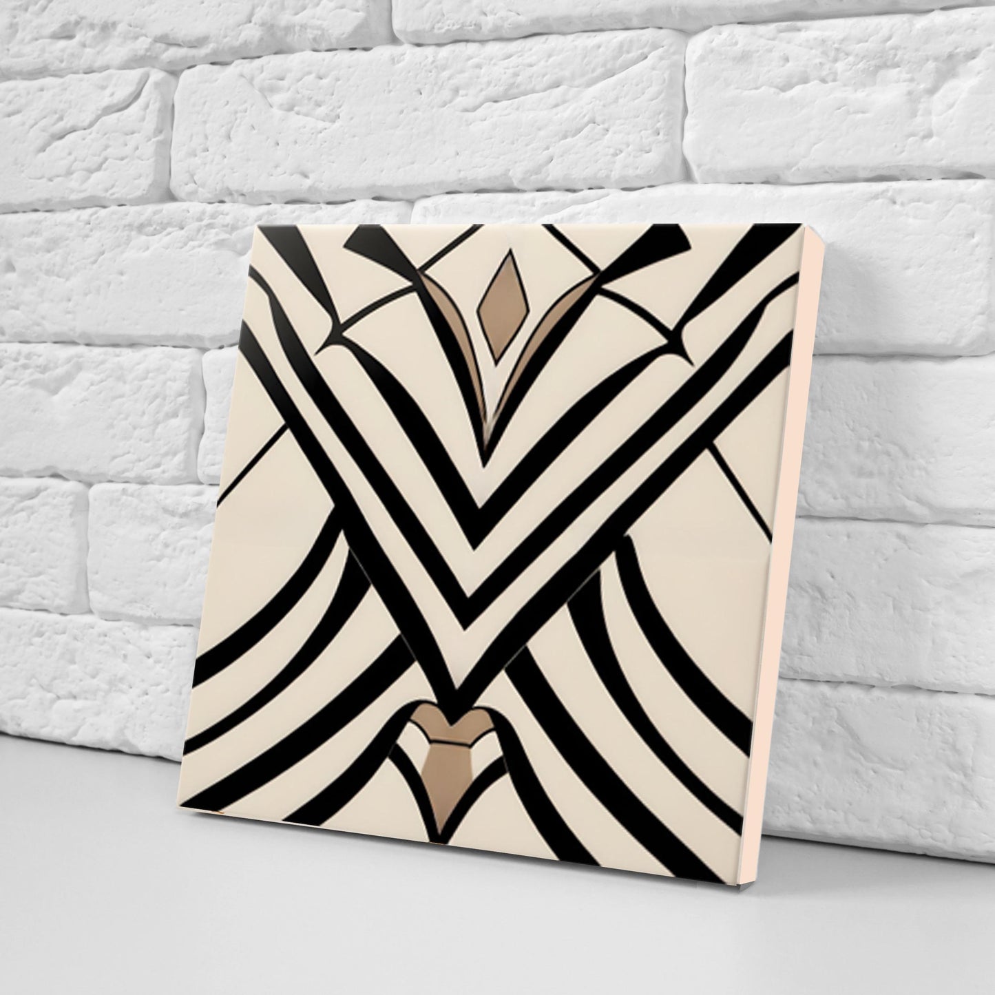 Art Deco Ceramic tiles - Set of 2 Art Deco Wall Decor Geometric Tiles - Kitchen Backsplash, Shower,Bathroom Wall, Fireplace, Sink Splashback
