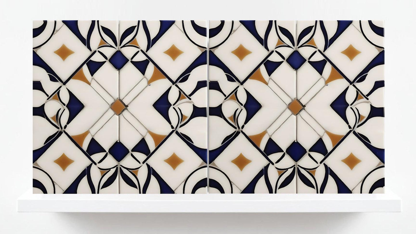Art Deco Ceramic tiles - Set of 2 Art Deco Wall Decor Geometric Tiles - Kitchen Backsplash, Shower,Bathroom Wall, Fireplace, Sink Splashback