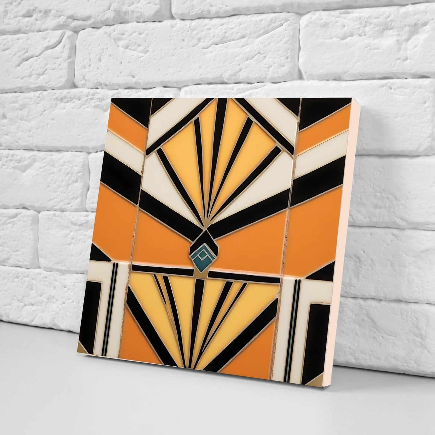 Art Deco Tile Backsplash - Set of 2 Retro Wall Decor Geometric Tiles - Kitchen, Bathroom, Sink Splashback,Shower Wall Art,Fireplace Tiles