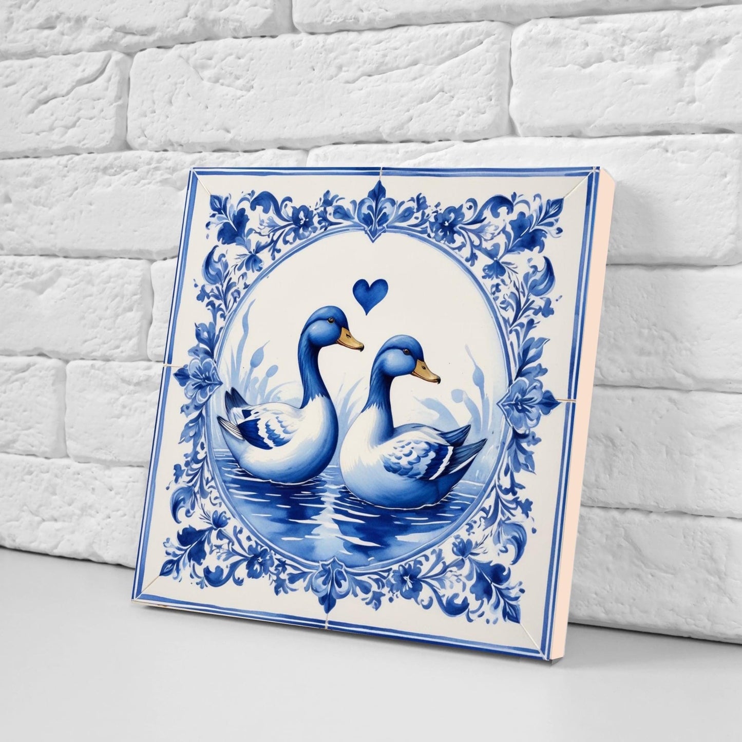 Delft Blue Tile Animal - Bird Tile - Set of 2 Ceramic Delftware Tiles-Delft Prints- Dutch Art - Kitchen Backsplash,Sink,Bathroom,Shower Wall