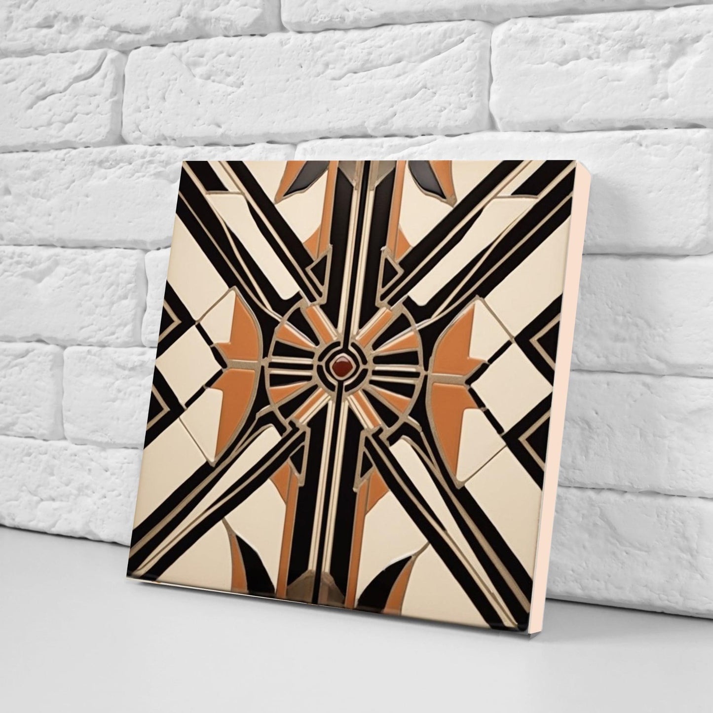 Art Deco Tile Backsplash - Set of 2 Retro Wall Decor Geometric Tiles - Kitchen, Bathroom, Sink Splashback,Shower Wall Art,Fireplace Tiles