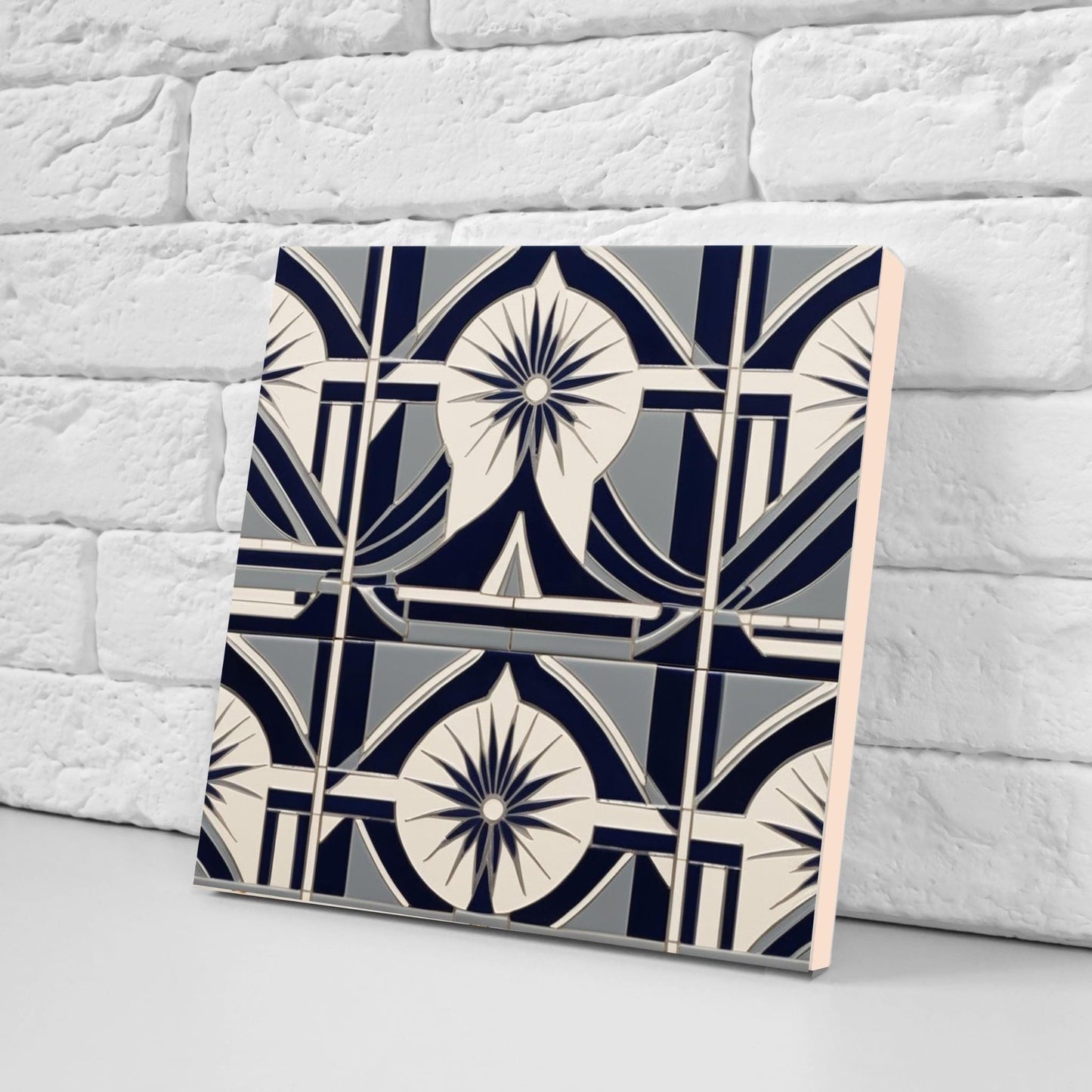 Art Deco Ceramic tiles - Set of 2 Art Deco Wall Decor Geometric Tiles - Kitchen Backsplash, Shower,Bathroom Tiles,Sink splashback,Fireplace
