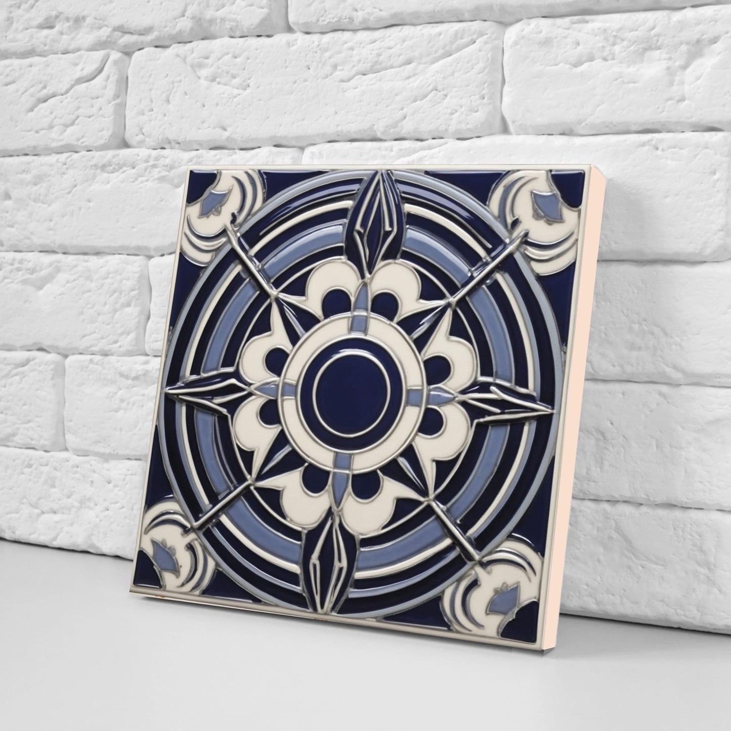 Art Deco Tile Backsplash - Set of 2 Retro Wall Decor Geometric Tiles - Kitchen, Bathroom, Sink Splashback,Shower Wall Art,Fireplace Tiles