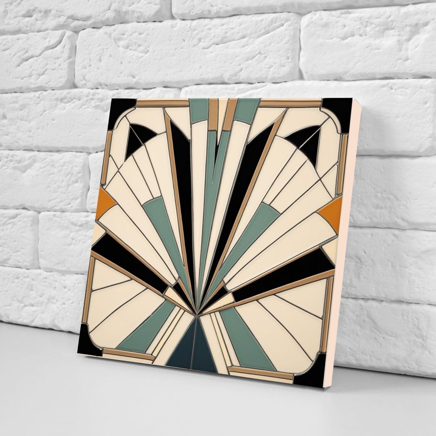 Art Deco Tile Backsplash - Set of 2 Retro Wall Decor Geometric Tiles - Kitchen, Bathroom, Sink Splashback,Shower Wall Art,Fireplace Tiles