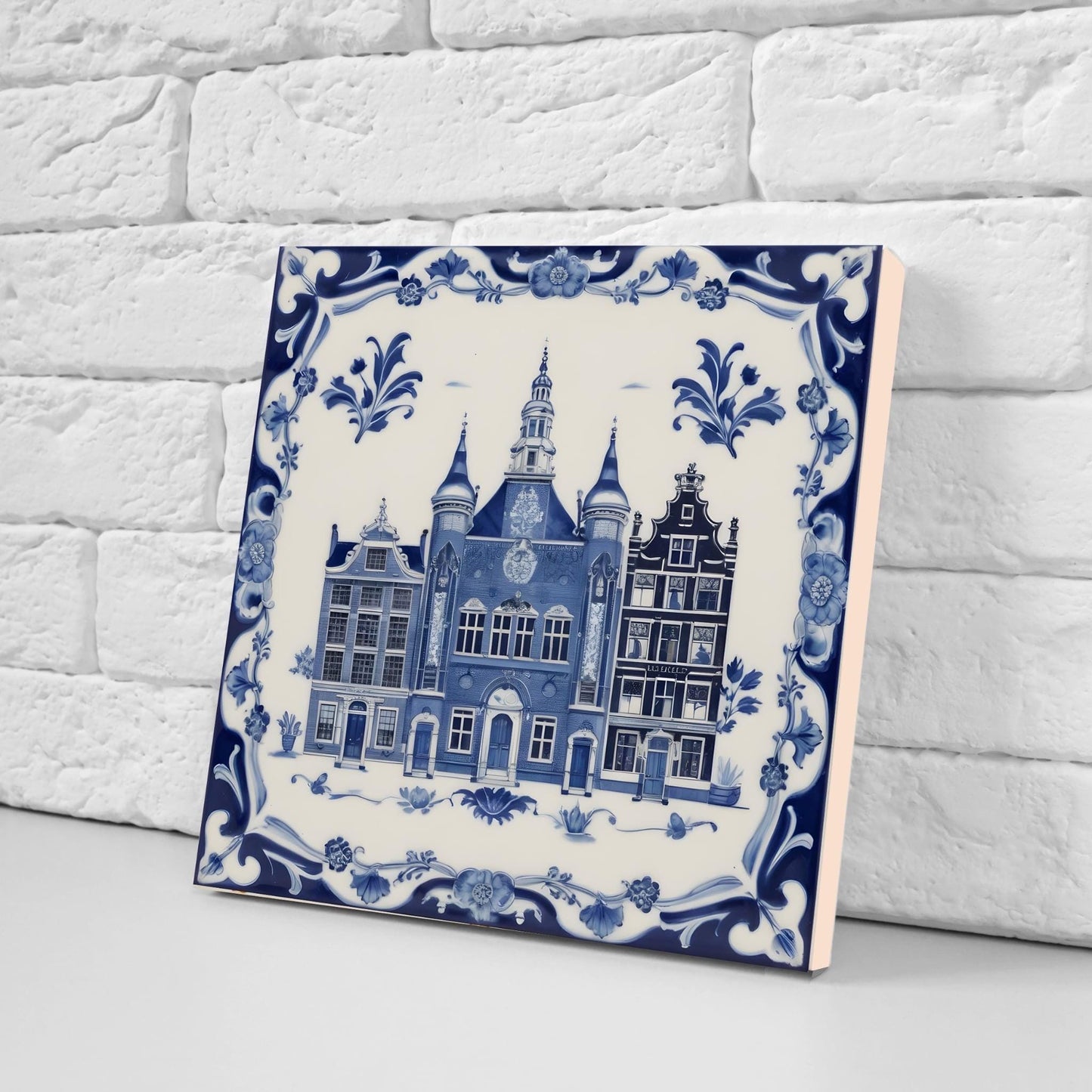 Delft Blue Tile - Set of 2 Ceramic Delftware Amsterdam Tiles- Dutch Tiles -Delft Prints- Kitchen Backsplash, Sink Splashback,Bathroom,Shower