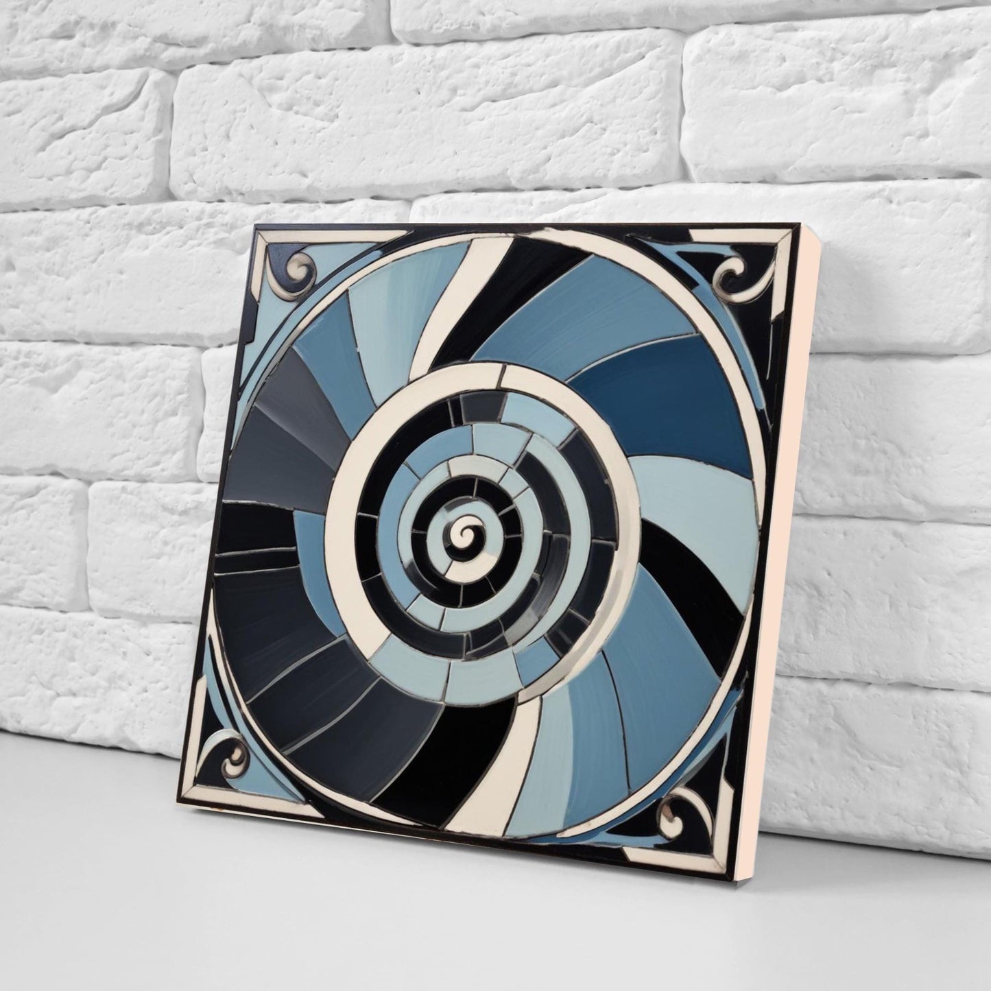 Art Deco Tile Backsplash - Set of 2 Retro Wall Decor Geometric Tiles - Kitchen, Bathroom, Sink Splashback,Shower Wall Art,Fireplace Tiles