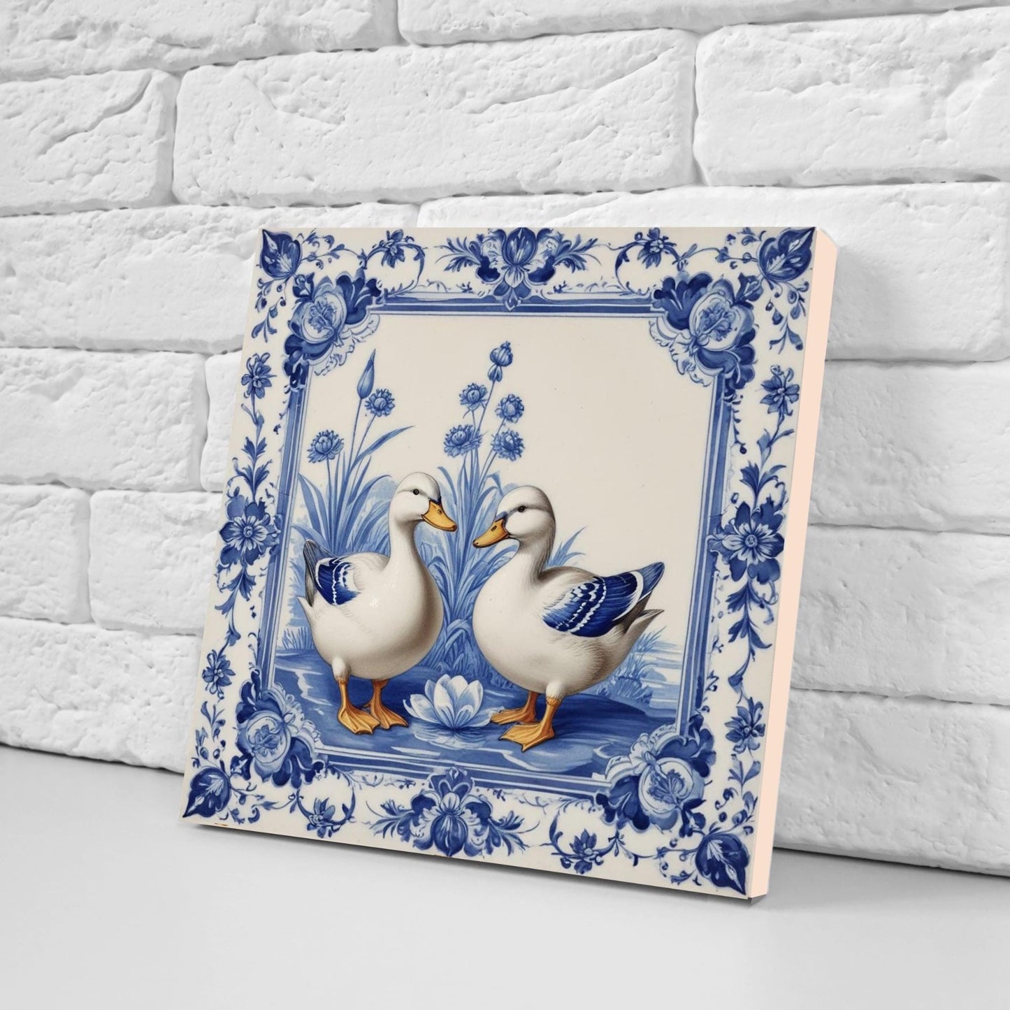 Delft Blue Tile Animal - Bird Tile - Set of 2 Ceramic Delftware Tiles-Delft Prints- Dutch Art - Kitchen Backsplash,Sink,Bathroom,Shower Wall