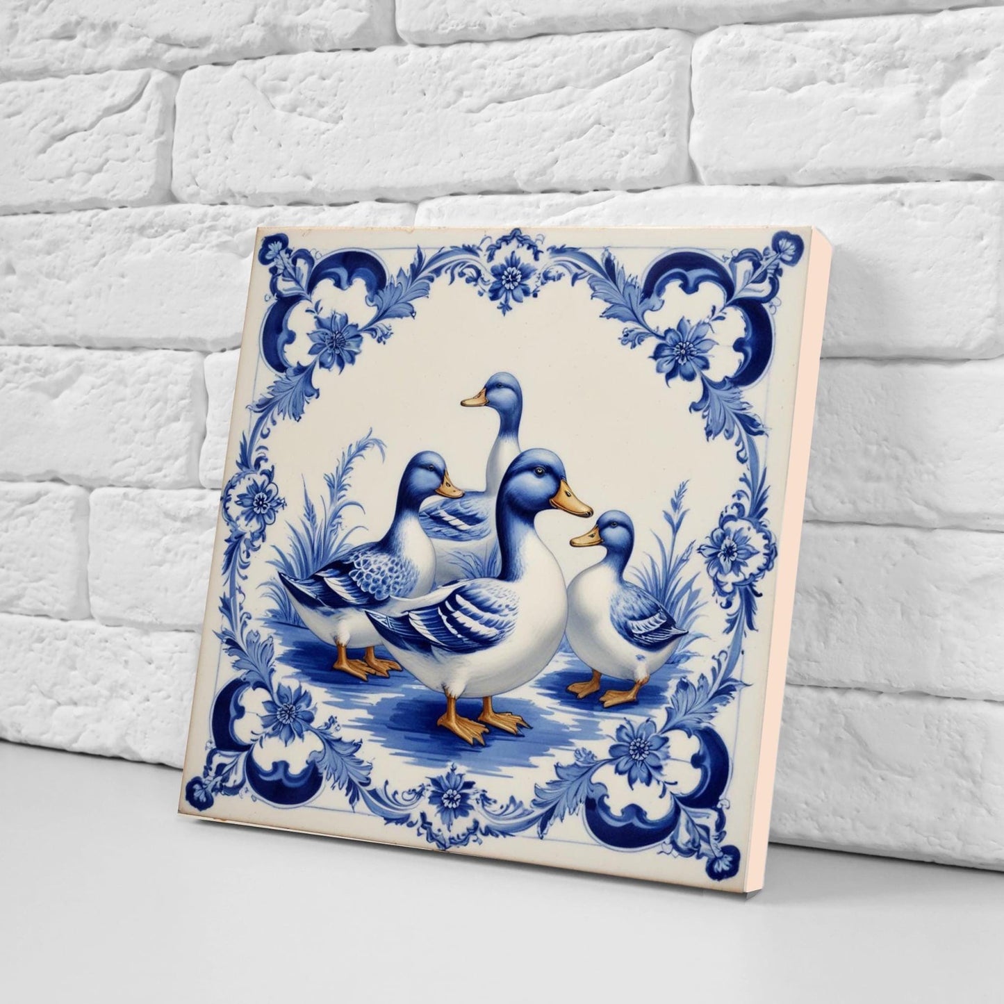 Delft Blue Tile Animal - Bird Tile - Set of 2 Ceramic Delftware Tiles-Delft Prints- Dutch Art - Kitchen Backsplash,Sink,Bathroom,Shower Wall