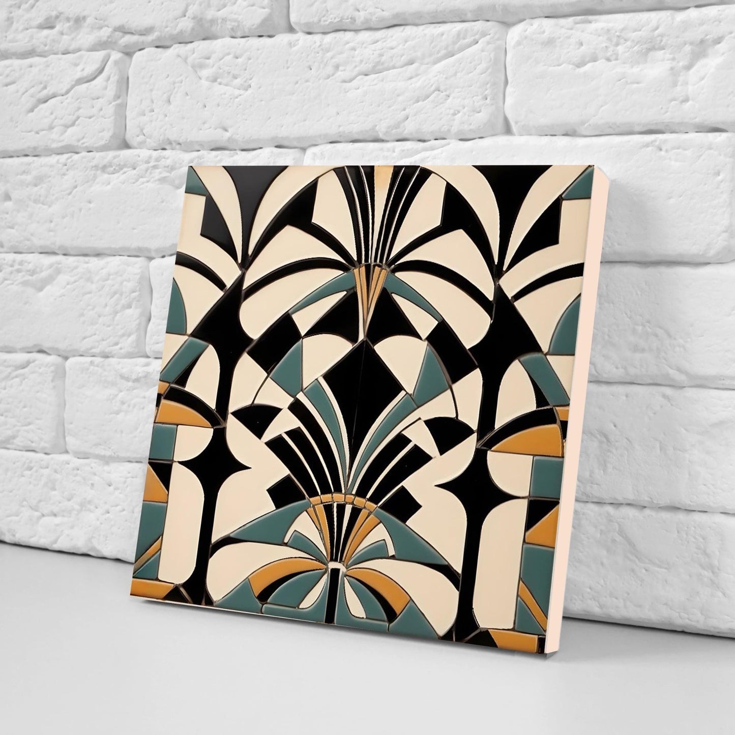 Art Deco Tile Backsplash - Set of 2 Retro Wall Decor Geometric Tiles - Kitchen, Bathroom, Sink Splashback,Shower Wall Art,Fireplace Tiles