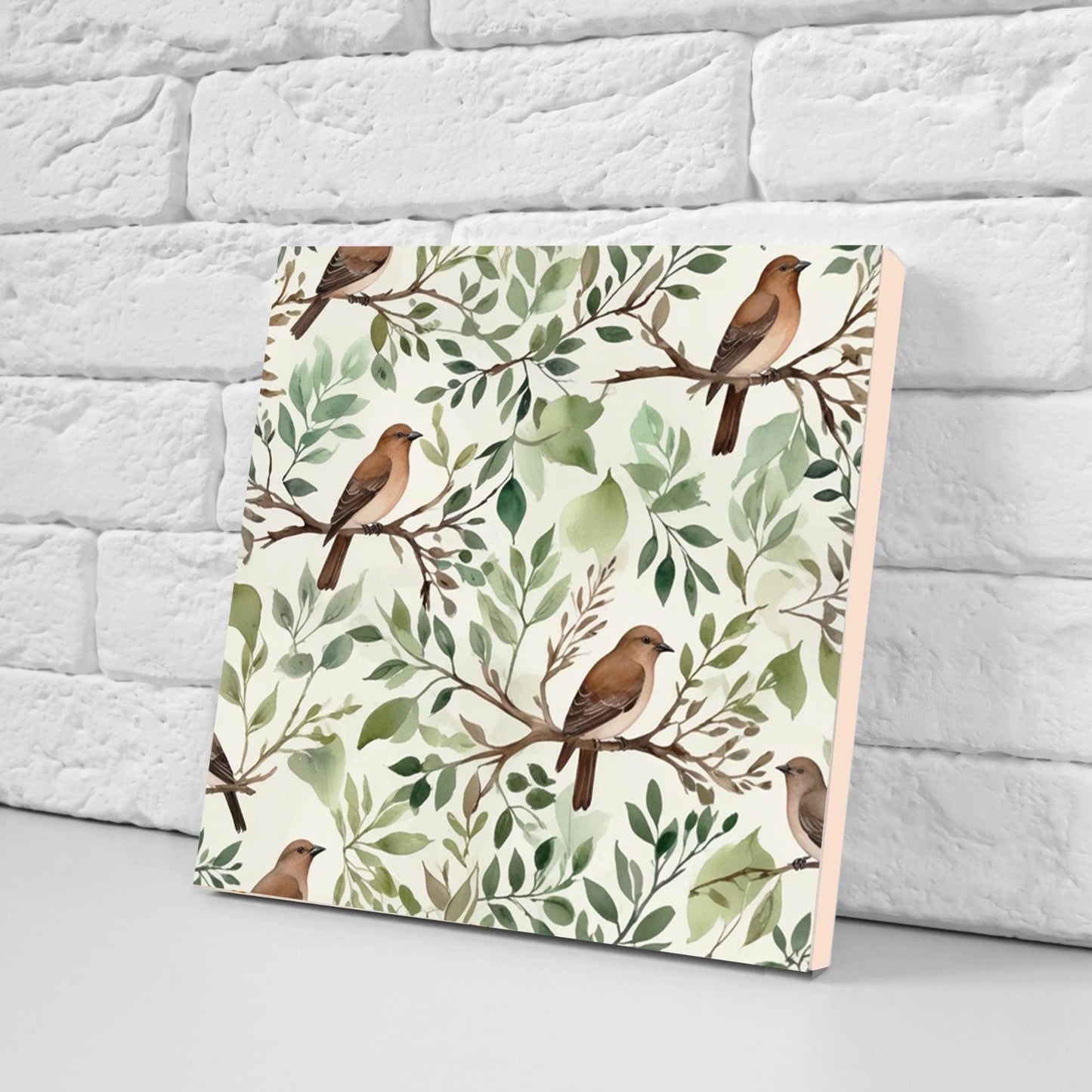 Bird Ceramic Tiles - Set of 2 Botanical Wall Art Print Decor Tiles -Kitchen Backsplash Tiles,Bathroom,Shower Wall,Sink Splashback,Fireplace