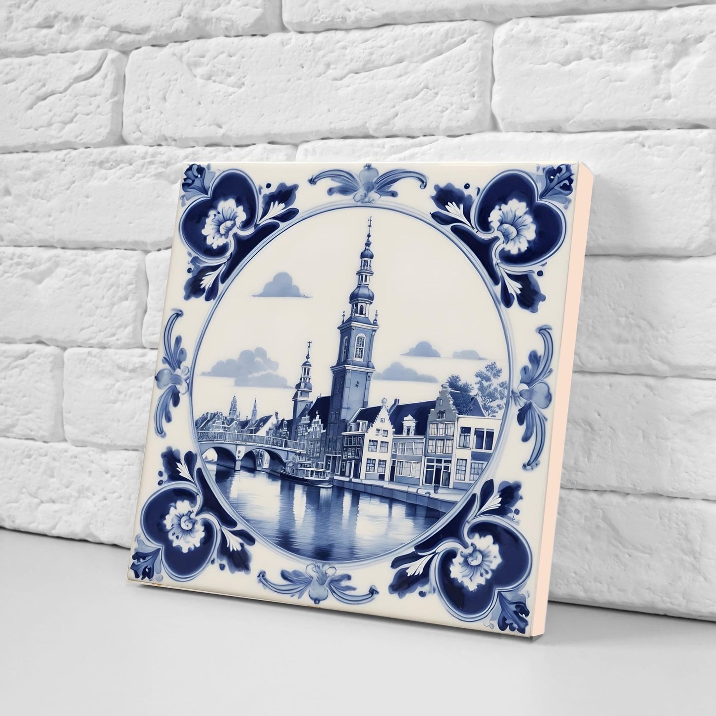 Delft Blue Tile - Set of 2 Ceramic Delftware Amsterdam Tiles- Dutch Tiles -Delft Prints- Kitchen Backsplash, Sink Splashback,Bathroom,Shower