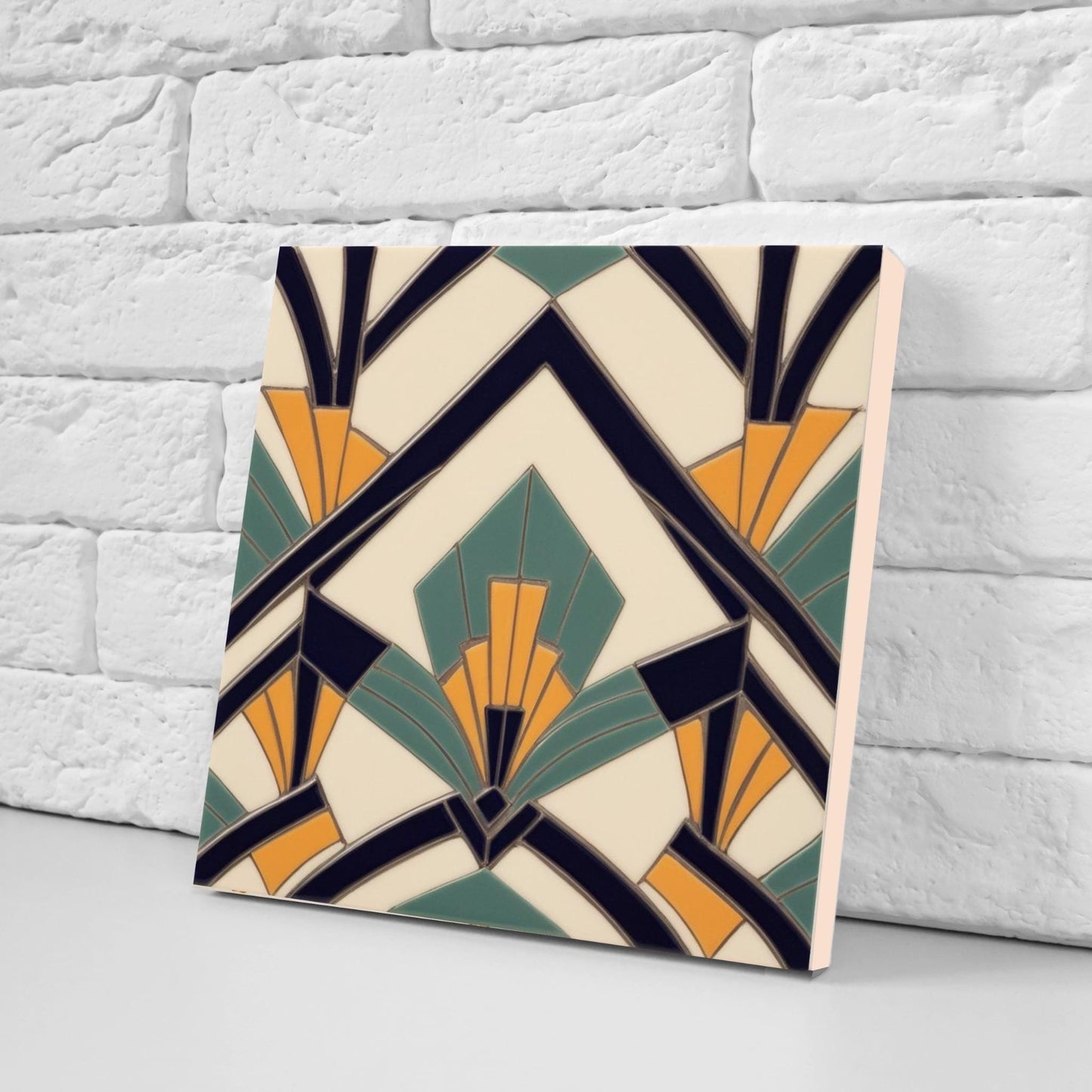 Art Deco Ceramic tiles - Set of 2 Art Deco Wall Decor Geometric Tiles - Kitchen Backsplash, Bathroom, Shower Wall,Sink Splashback, Fireplace