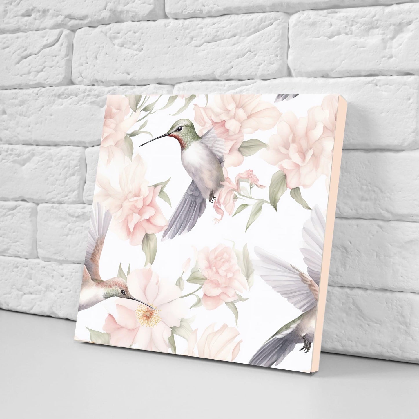 Bird Tiles - Set of 2 Botanical Wall Art Print Decor Ceramic Tiles Hummingbird-Kitchen Backsplash ,Bathroom,Shower Wall,Sink Splashback,Fire