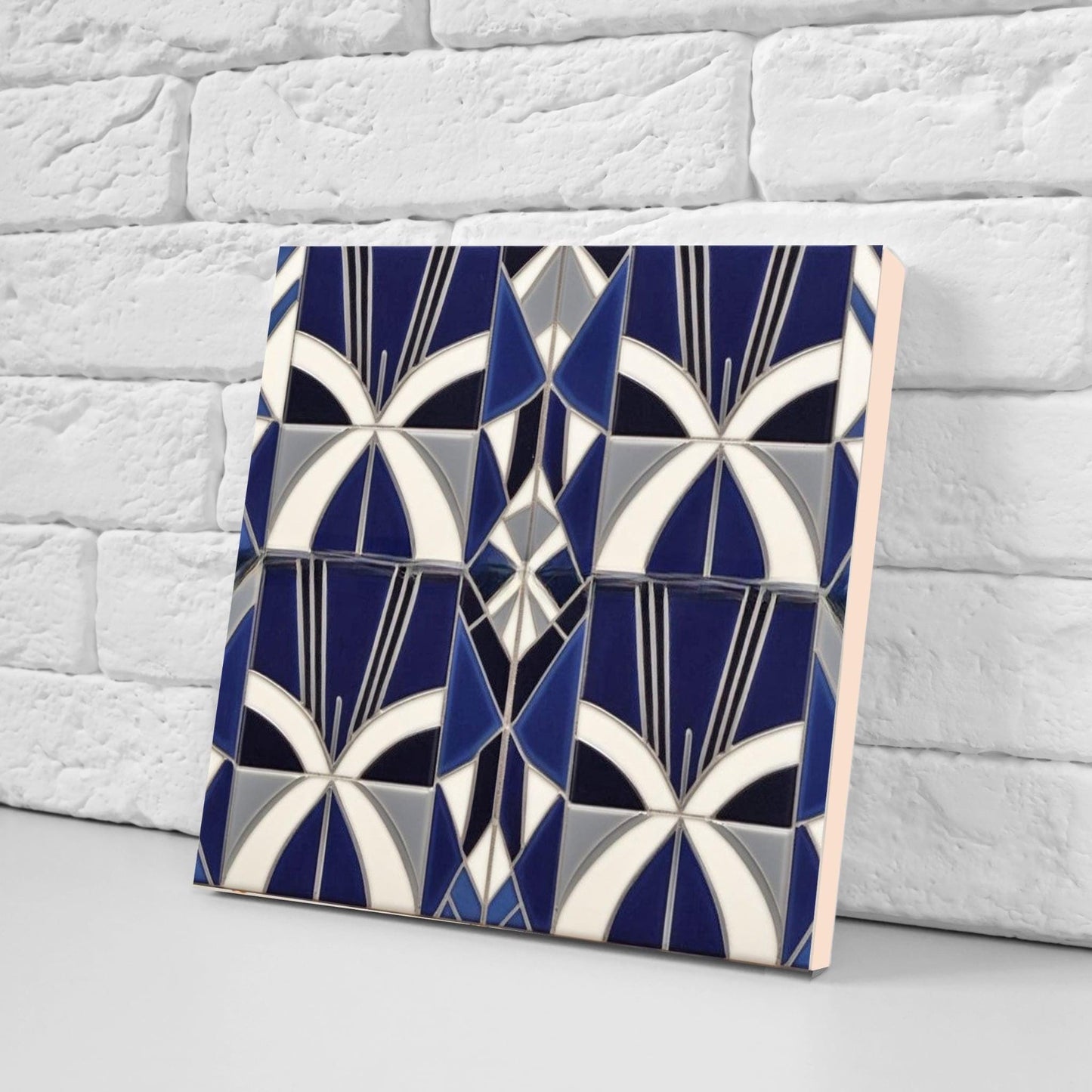 Art Deco Tile Backsplash - Set of 2 Retro Wall Decor Geometric Tiles - Kitchen, Bathroom, Sink Splashback,Shower Wall Art,Fireplace Tiles