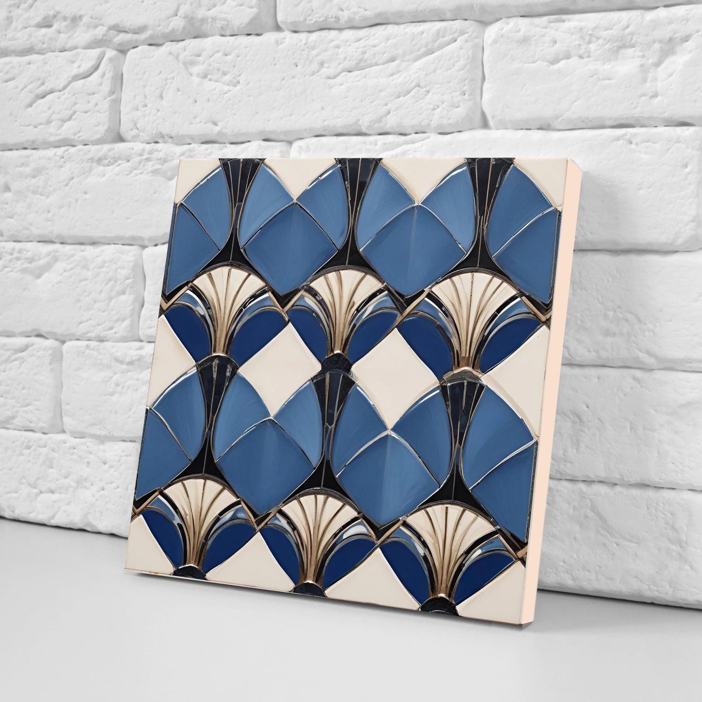 Art Deco Tile Backsplash - Set of 2 Retro Wall Decor Geometric Tiles - Kitchen, Bathroom, Sink Splashback,Shower Wall Art,Fireplace Tiles
