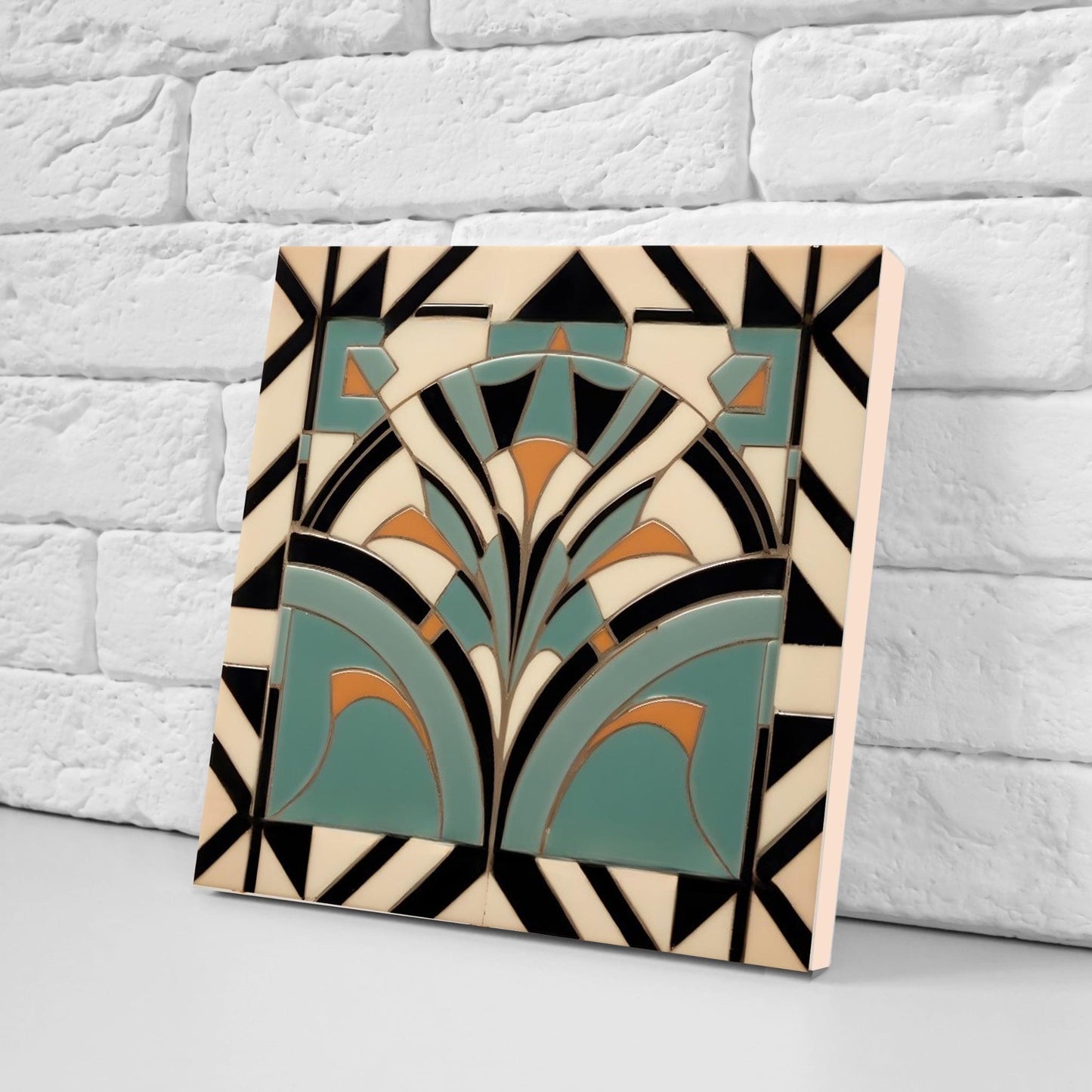 Art Deco Tile Backsplash - Set of 2 Retro Wall Decor Geometric Tiles - Kitchen, Bathroom, Sink Splashback,Shower Wall Art,Fireplace Tiles