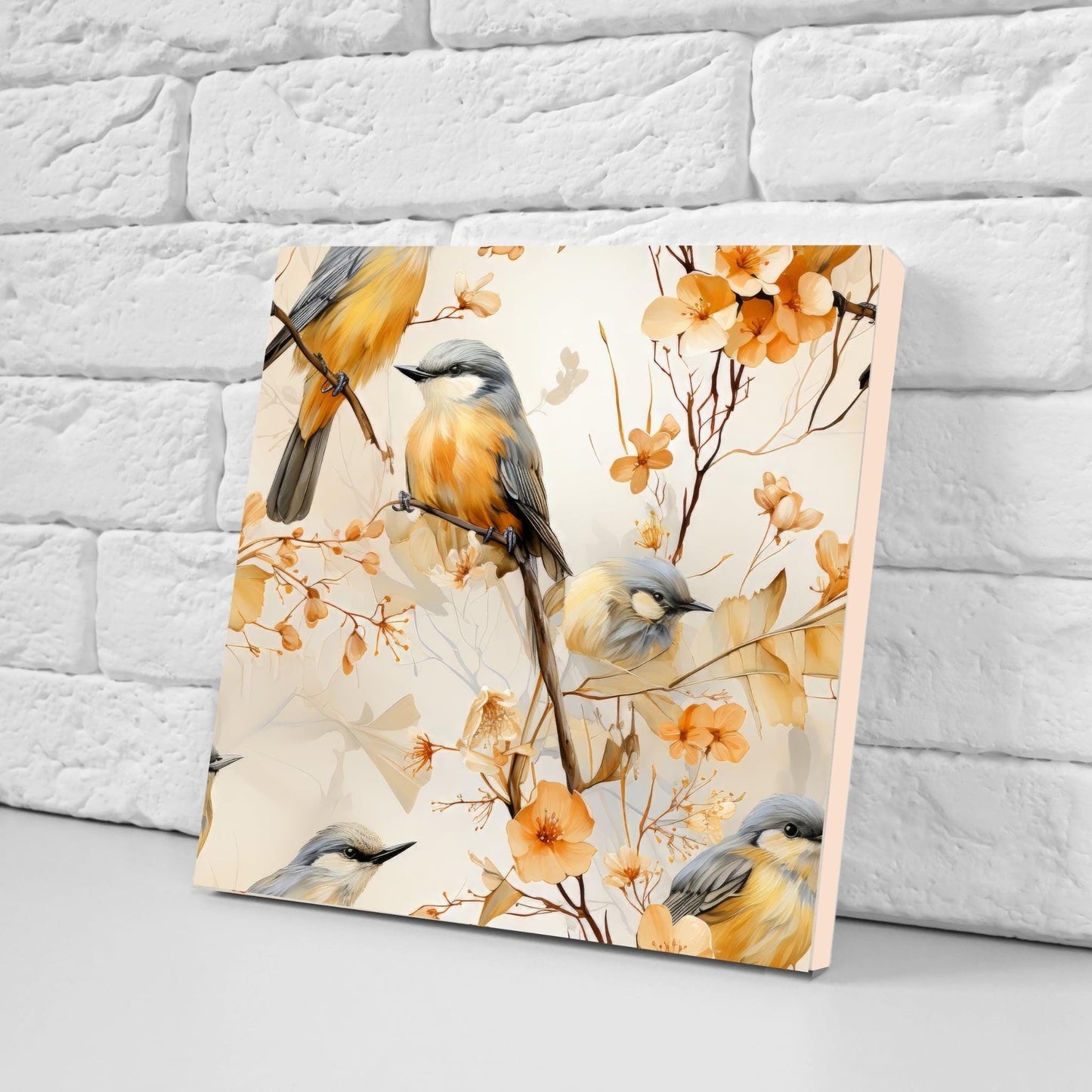 Bird Ceramic Tiles - Set of 2 Botanical Wall Art Print Decor Tiles -Kitchen Backsplash Tiles,Bathroom,Shower Wall,Sink Splashback,Fireplace