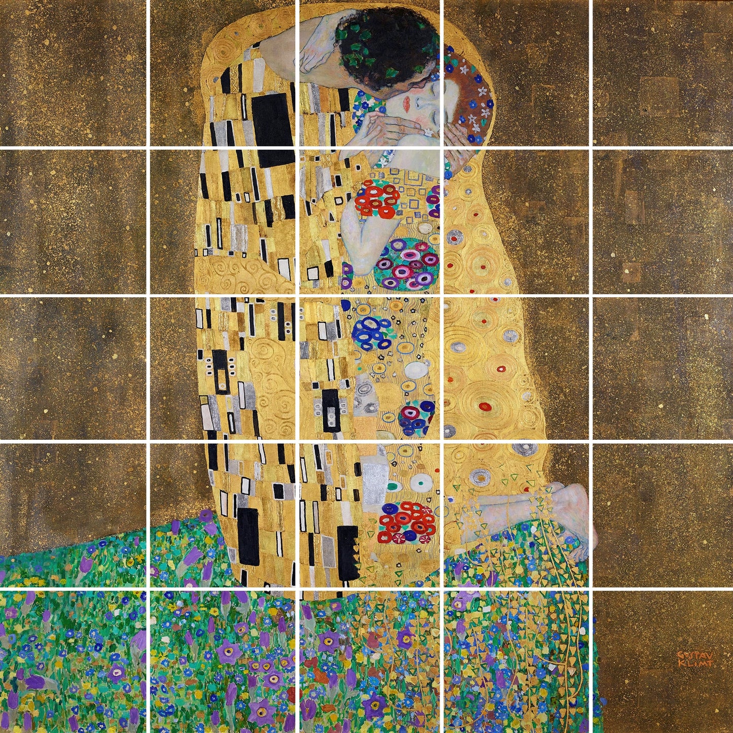 Tile Mural/Mosaic Ceramic Panel of Gustav Klimt the Kiss- Gustav Klimt wall print - Klimt wall art - Tile Mural -Gustav Klimt wall art