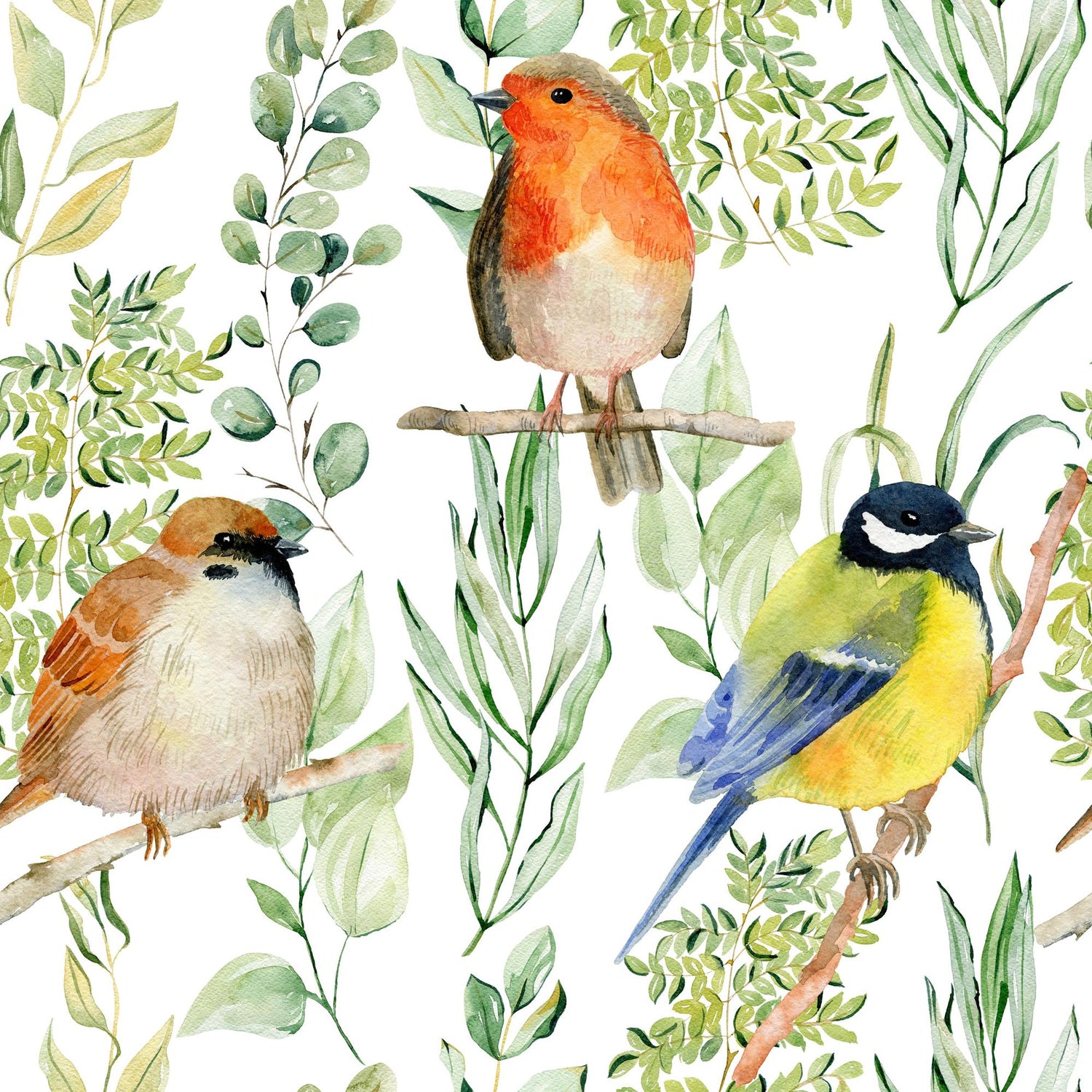 Birds and Flowers Ceramic Tiles