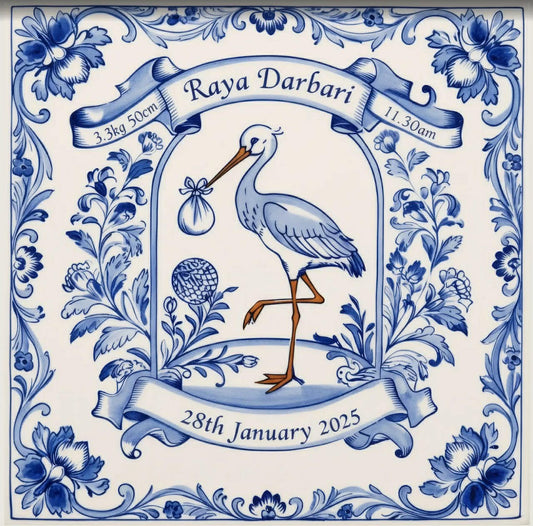 Raja delft personalised Design -Set of 1 Wall Decor Tile -Kitchen Backsplash Tiles,Table Decorative Tiles,Bathroom tiles, Indian decor, Mandala print
