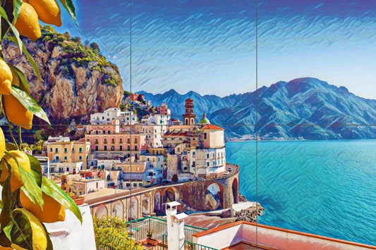 Tile Mural/Mosaic Ceramic Panel of Amalfi coast - Amalfi Mural- Amalfi coast print - Italian Wall Art - Tile Mural -Gloss Tiles -Tile Mosaic