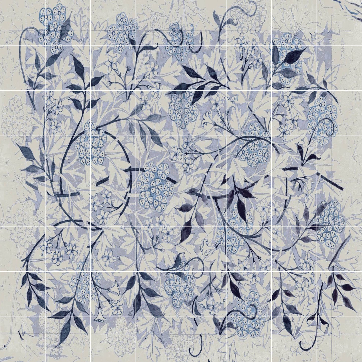 Tile Mural/Mosaic Ceramic Panel of Flowers - William Morris wall art -Morris wall print-Tile Mural-Gloss Tiles-Tile Mosaic