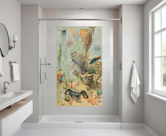 Tile Mural/Mosaic Ceramic Panel of Ocean Life - Adolphe Millot -Vintage Print - Marine Wall Art - Adolphe Millot Print Vintage Illustration