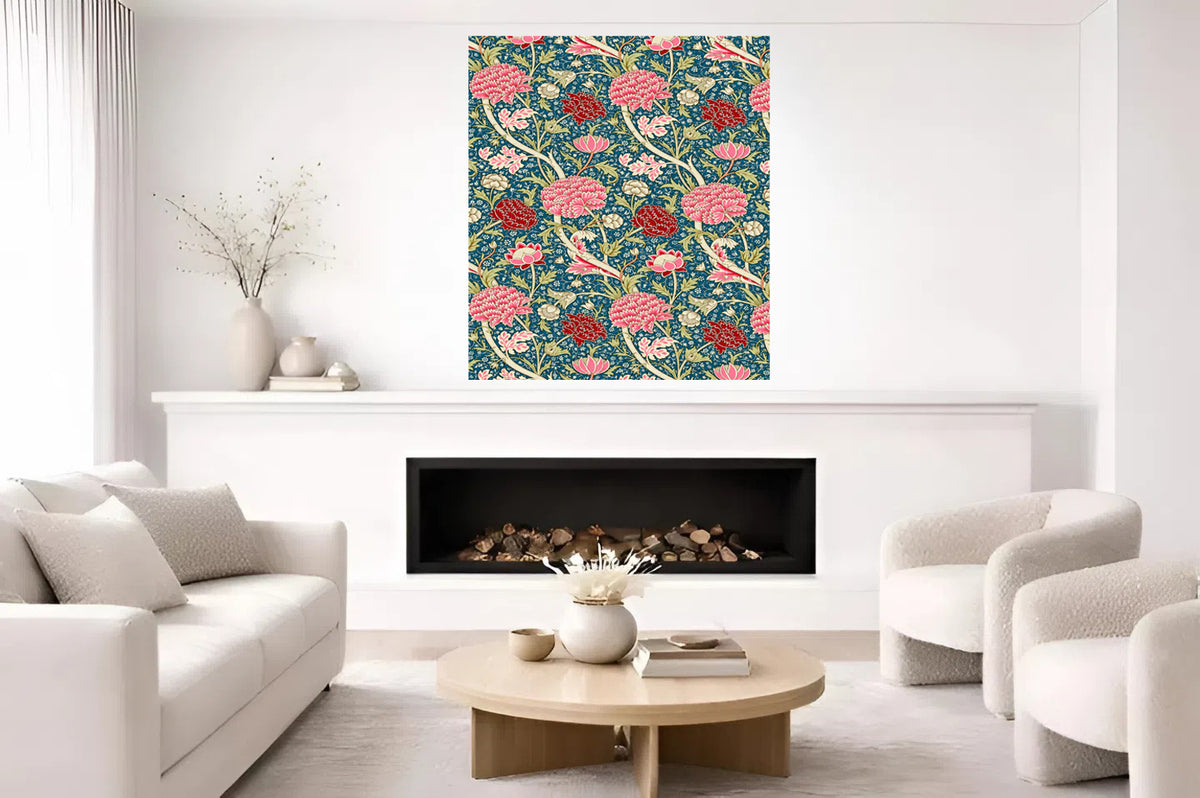 Tile Mural/Mosaic Ceramic Panel of Flowers Cray - William Morris wall art -Morris wall print-Tile Mural-Gloss Tiles-Tile Mosaic