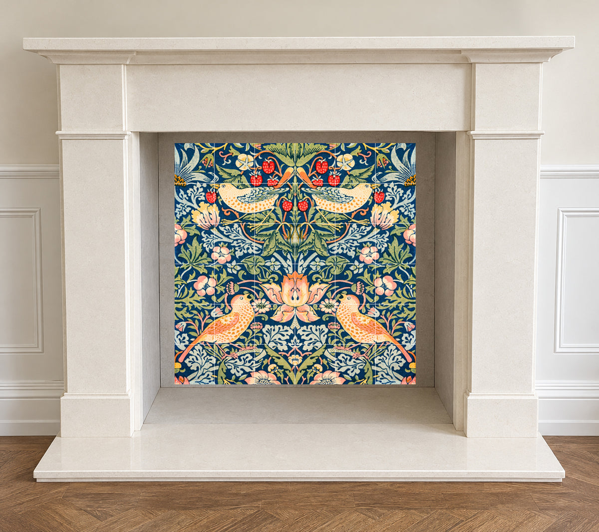 Tile Mural/Mosaic Ceramic Panel of William Morris floral wall art plus 18 decorative tiles-Morris wall print-Tile Mural-Gloss Tiles-Tile Mosaic