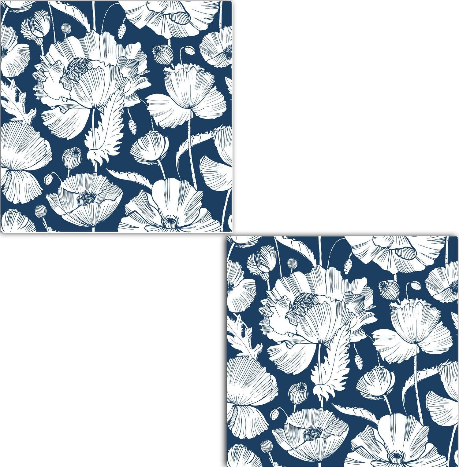 Floral Ceramic tiles - Set of 2 Floral Wall Decor Tiles - Kitchen Backsplash Tiles, Table Decorative Tiles, Bathroom Tiles, Shower tiles